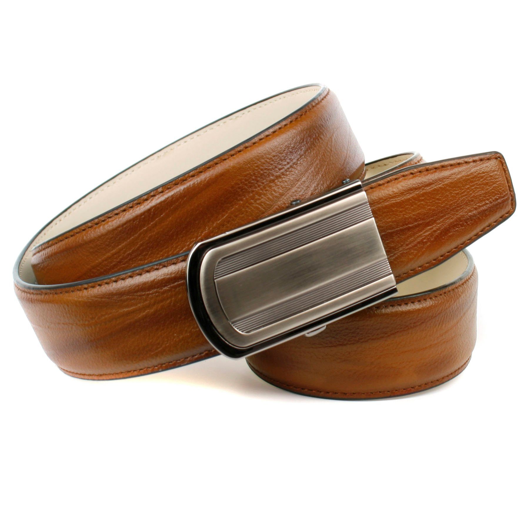Anthoni Crown Ledergürtel Automatik Ledergürtel in angesagter cognac Farbe günstig online kaufen