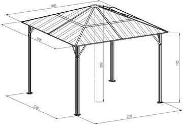 KONIFERA Pavillon Aruba 2.0, mit 4 Seitenteilen, BxT: 300x300 cm, 6 mm Polycarbonat-Dachplatten, Aluminium