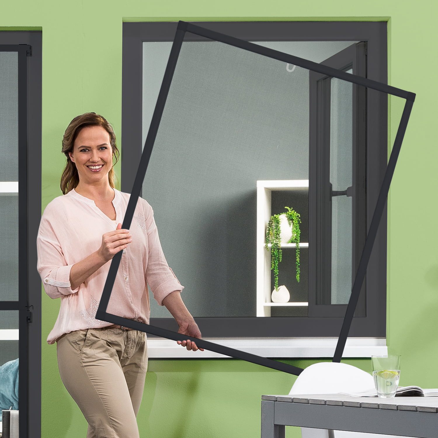 empasa Insektenschutz-Fensterrahmen "BASIC", Fliegengitter Fenster mit Alurahmen