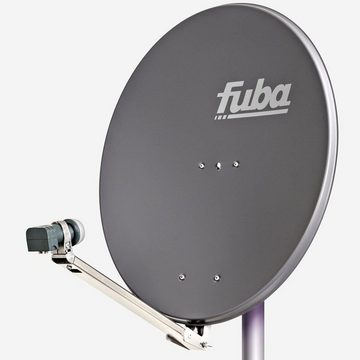 fuba DAL 802 A + Twin LNB Sat Anlage Alu Spiegel Anthrazit 2 Teilnehmer SAT-Antenne