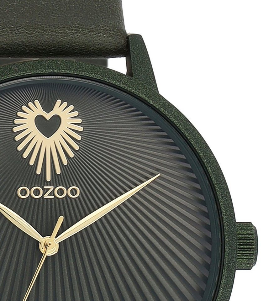 OOZOO Quarzuhr C11248, Gehäuse aus Metall, dunkelgrün IP-beschichtet, Ø ca.  42 mm