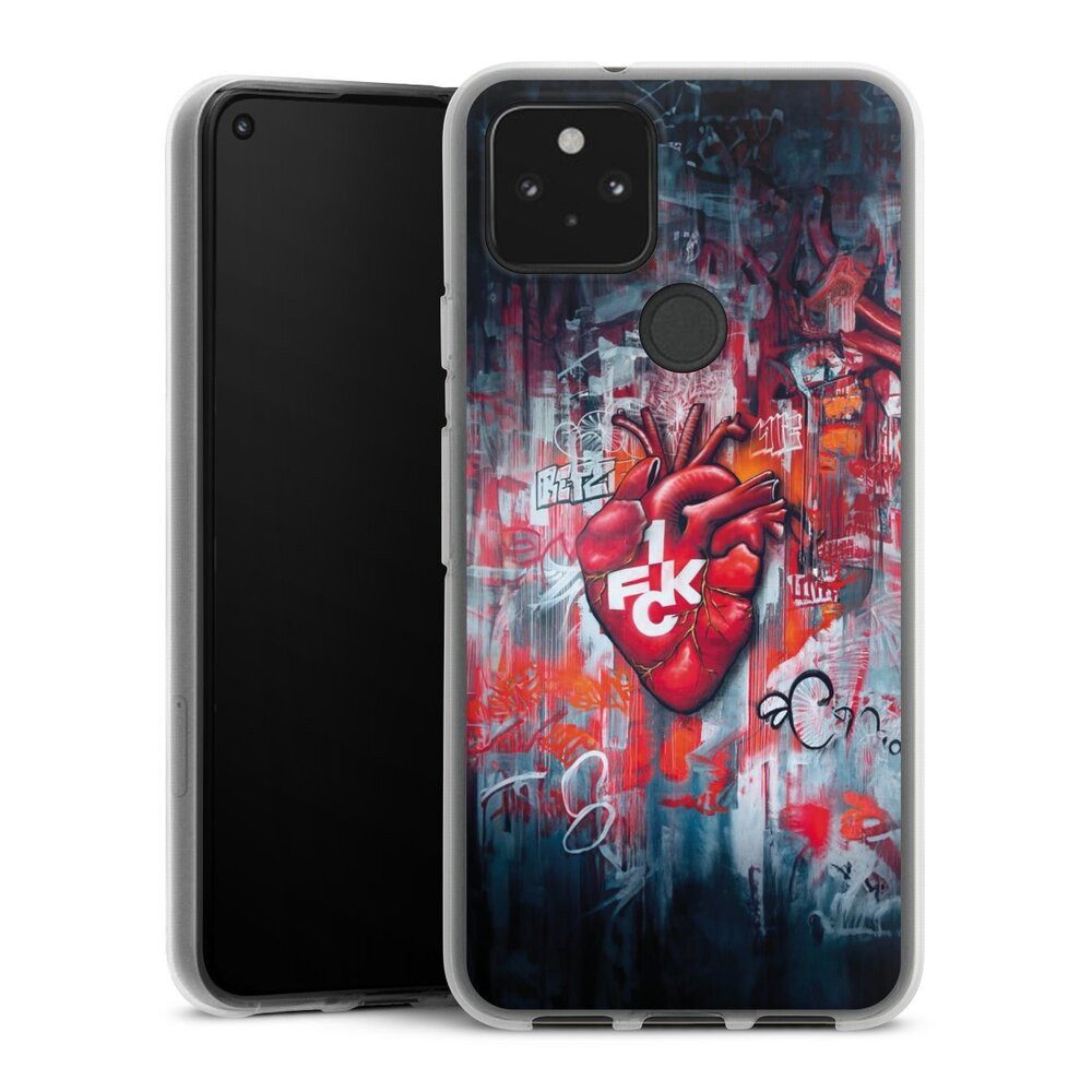 DeinDesign Handyhülle 1. FCK Herz 1. FC Kaiserslautern 1.FCK Herz, Google Pixel 5 Silikon Hülle Bumper Case Handy Schutzhülle