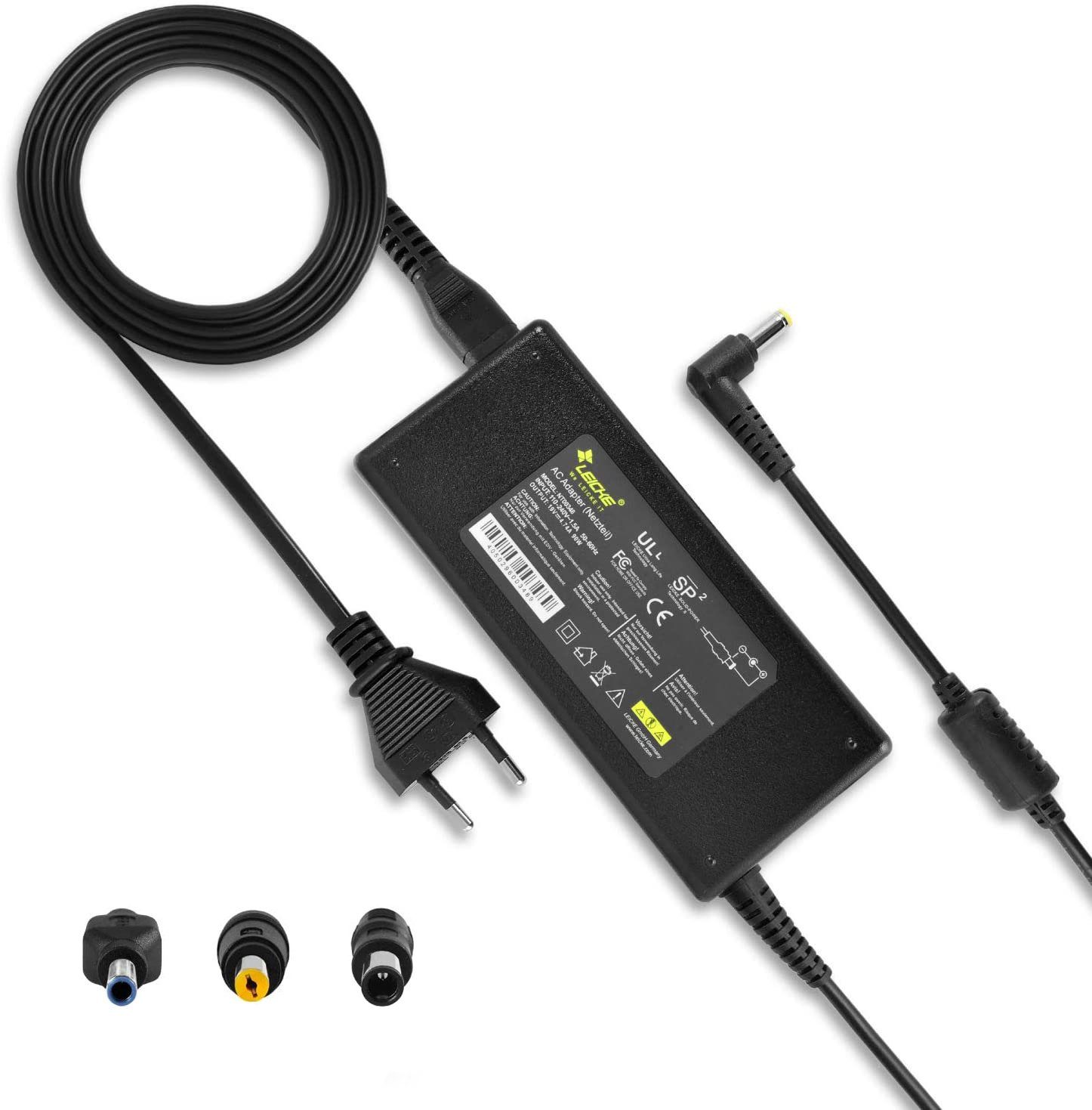Leicke ULL Universal netzteil für HP 19V 4.74A 90W, Notebook Laptop Ladegerät Netzteil (für Acer ASUS Toshiba PA3516E-1ACA Medion Liteon mit 4 Stecker)
