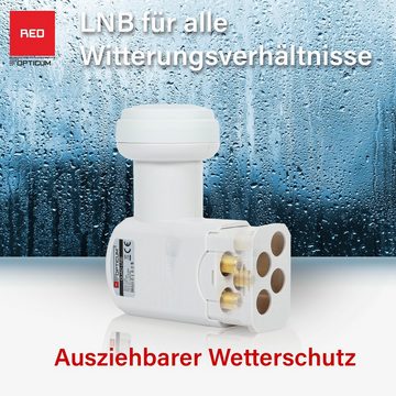 RED OPTICUM Quad LNB - LQP-04H Universal-Quad-LNB (Digital-LNB 4-fach mit nur 0.1dB Rauschmaß, Wetterschutz)