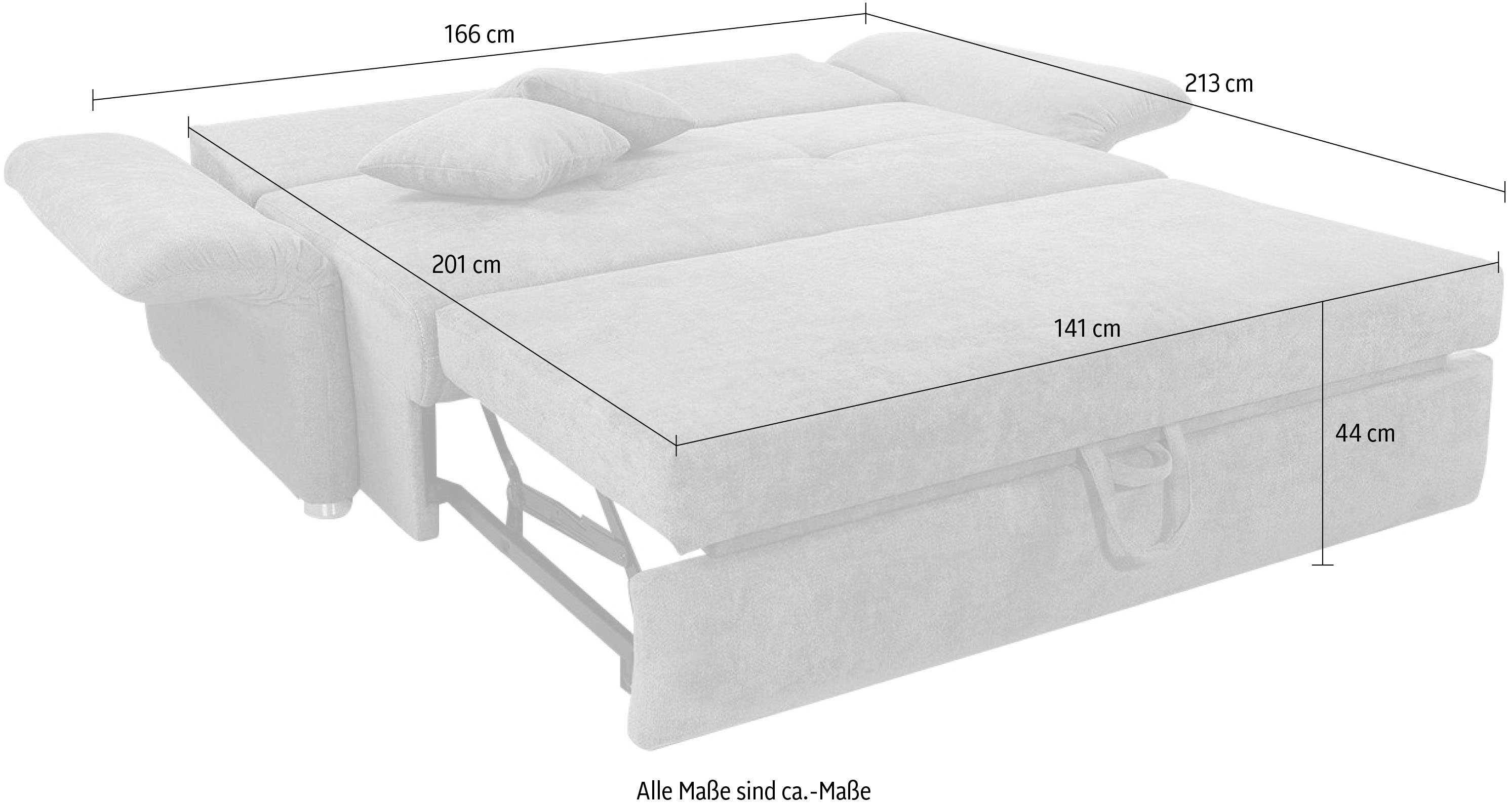 Jockenhöfer Gruppe Luca, Armlehnenverstellung, schwarz und in | Bettfunktion Breiten Schlafsofa schwarz inklusive 2