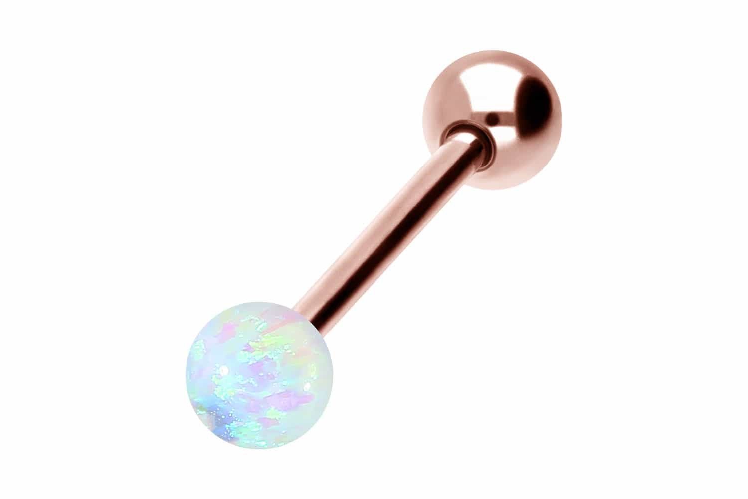 Brustwarzenpiercing Chirurgenstahl Barbell SYNTHETISCHER OPAL + CHIRURGENSTAHL-KUGEL