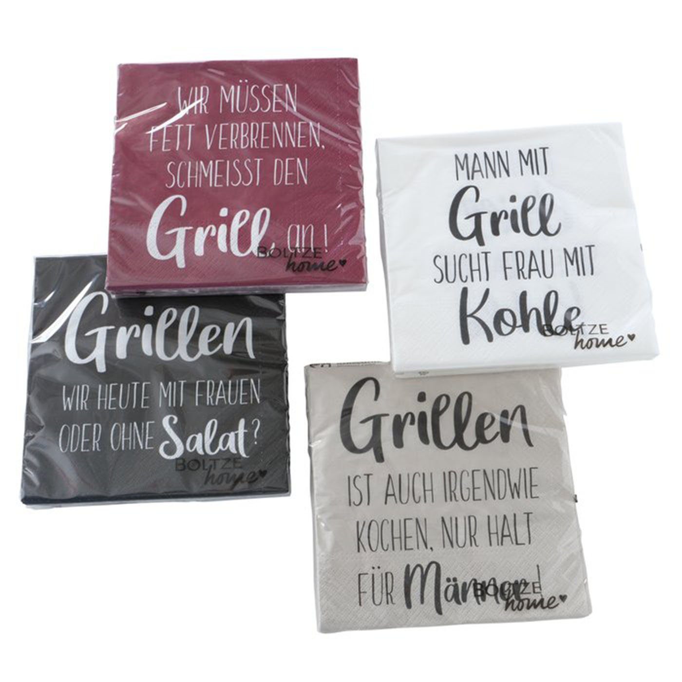 BOLTZE Papierserviette Servietten " Grillen " 4er Set 80 Stück Papierservietten