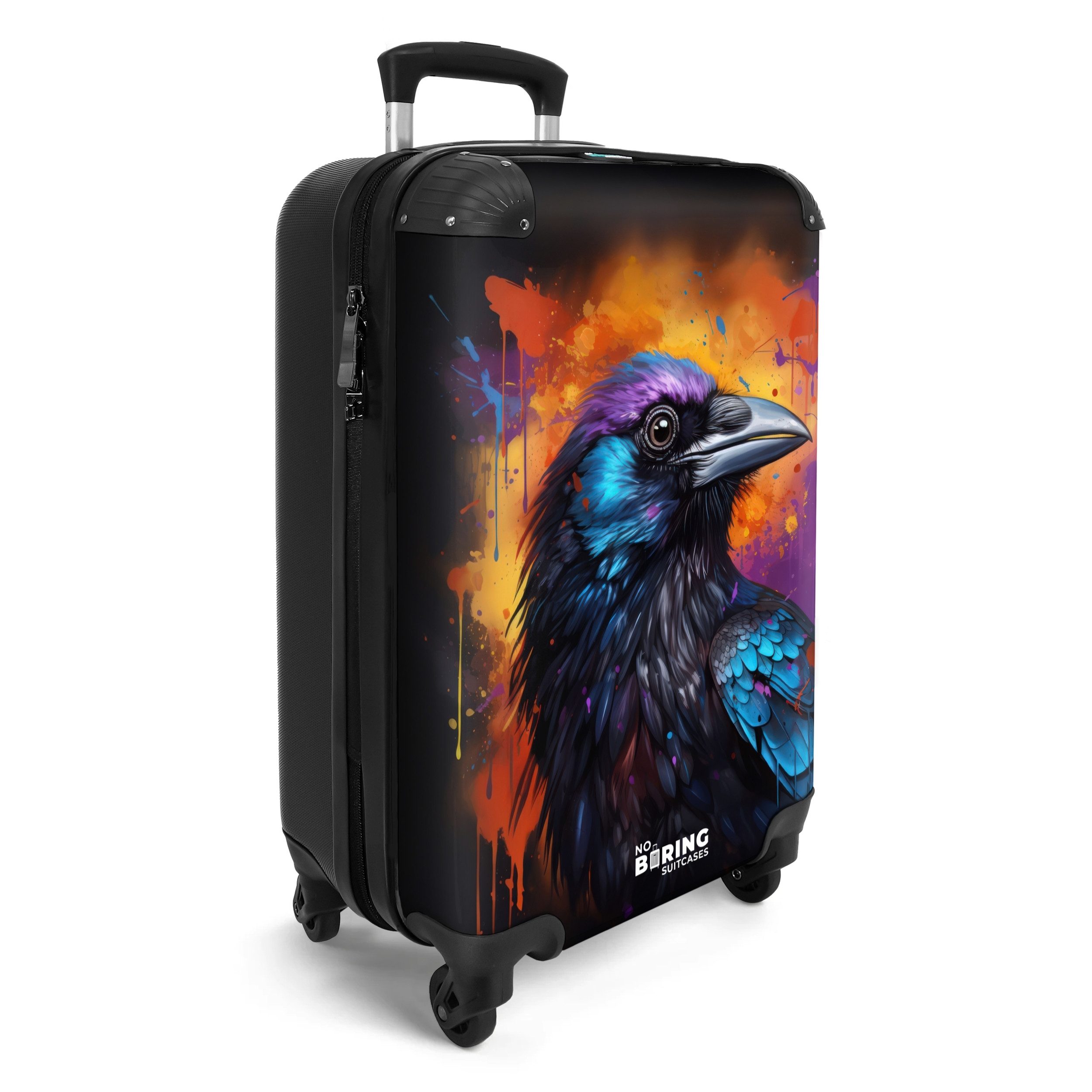NoBoringSuitcases.com© Hartschalen-Trolley Krähe mit buntem Graffiti günstig online kaufen