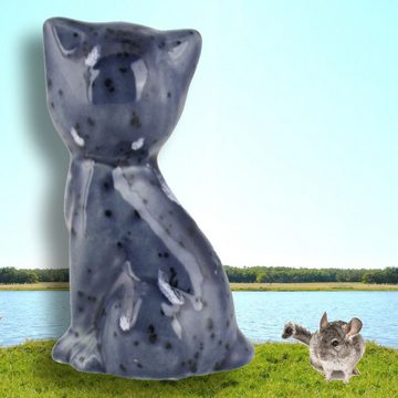 Tangoo Gartenfigur Tangoo Keramik-Katze sitzend grau glänzend ca 14cm H, (Stück)
