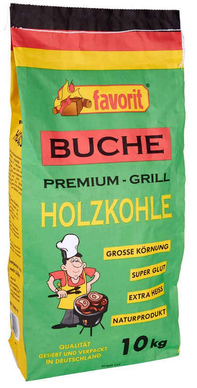 favorit Elektro-Grillanzünder Favorit Buchen Holzkohle Grillkohle Premium Qualtiät aus Buchenholz 10 kg