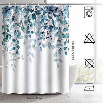 RefinedFlare Duschvorhang Wasserdichter Duschvorhang mit blauem Blattblumenmuster (1-tlg)