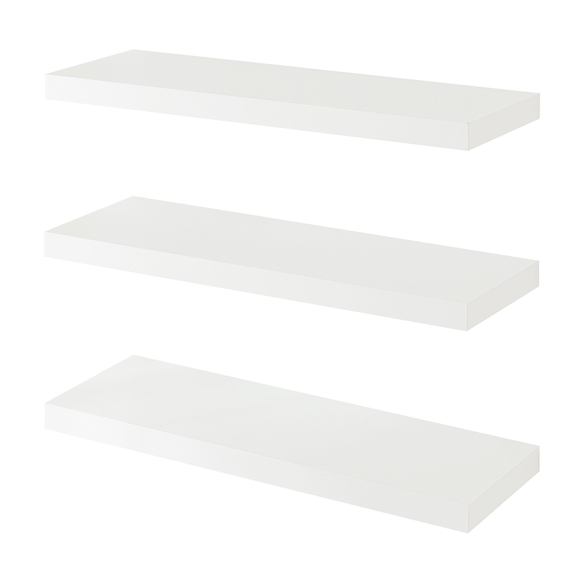 en.casa Wandregal, 3-tlg., »Stranda« 3er Set 60 x 20 x 4 cm Weiß