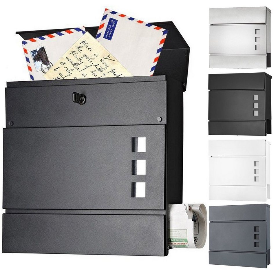 Briefkasten Weiß Edelstahl Wandbriefkasten Mailbox Postkasten Zeitungsbox