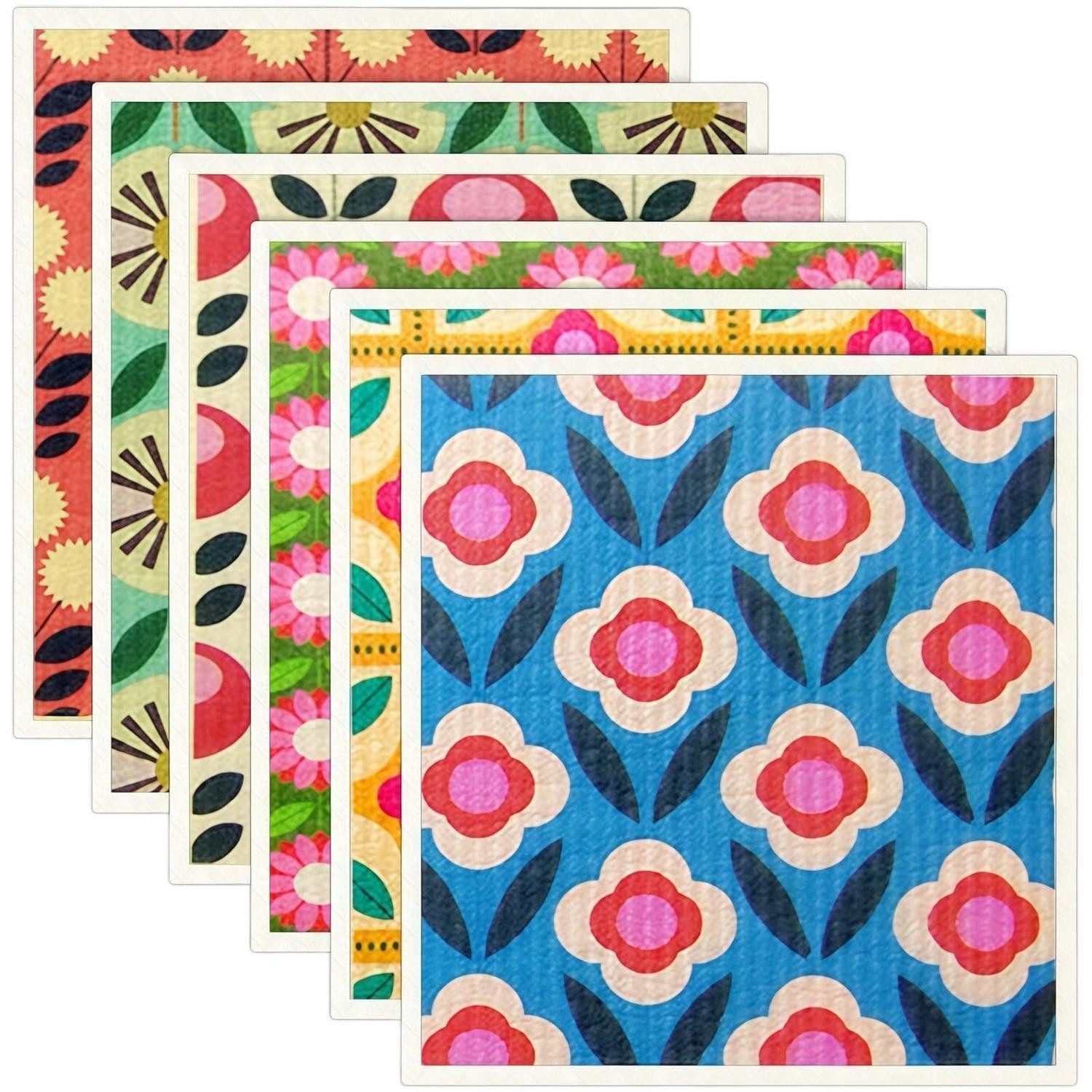LuxusKollektion 6er Pack Geschirrtücher, Schwamm-Optik Reinigungstuch (Textil, 18x20 cm, 6-tlg)