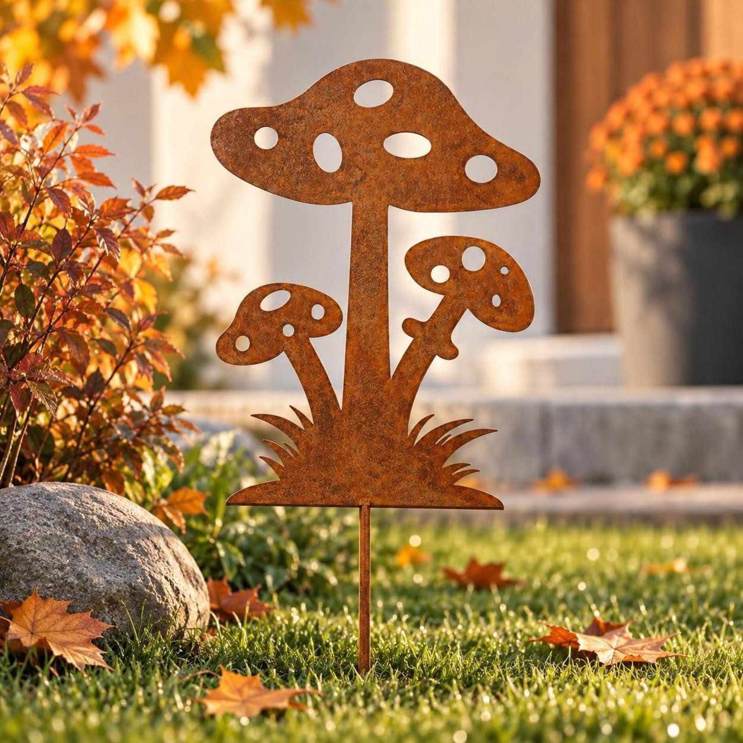 LuxusKollektion Dekofigur Pilz Deko Gartenstecker Rostoptik (1 St)