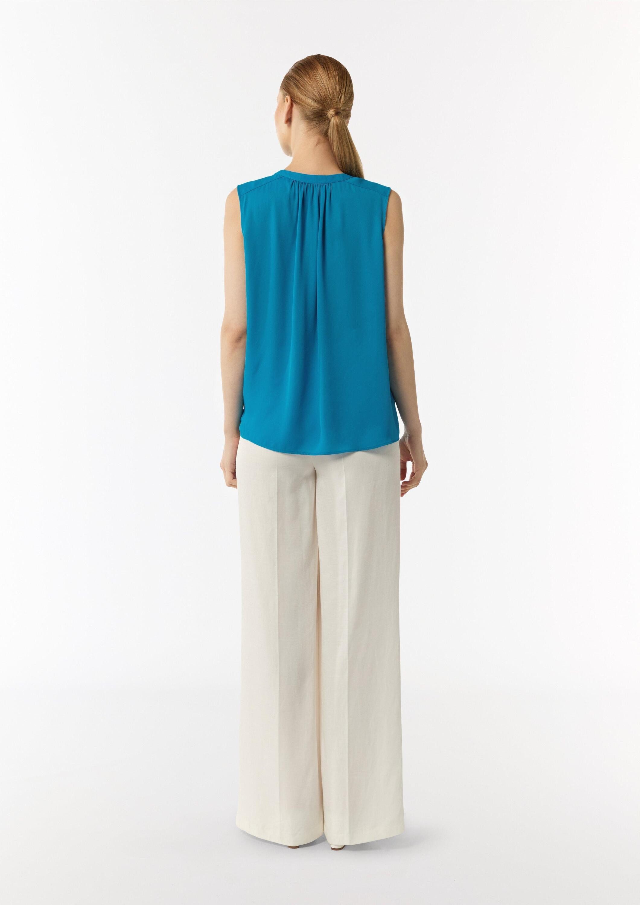 comma Blusentop Bluse Fließende Chiffonbluse mit Knopfleiste