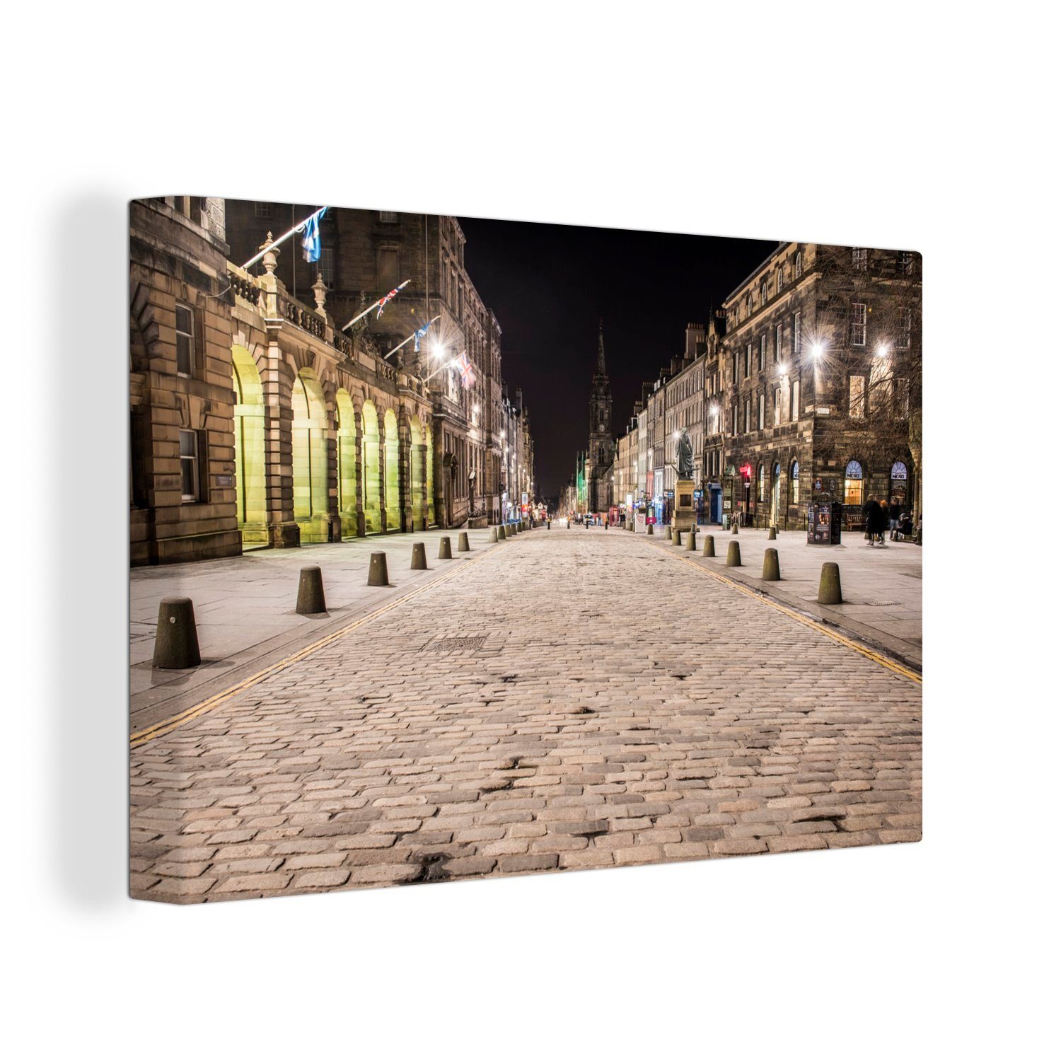 OneMillionCanvasses® Leinwandbild Die Royal Mile in Edinburgh bei Nacht beleuchtet, (1 St), Wandbild Leinwandbilder, Aufhängefertig, Wanddeko, 30x20 cm