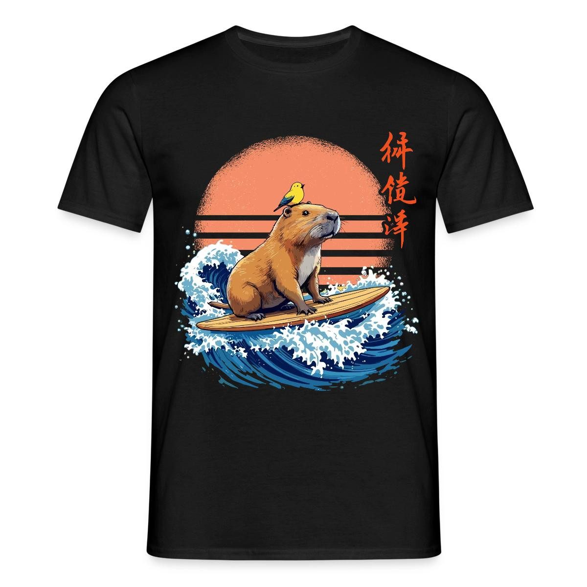 Spreadshirt T-Shirt Surfendes Capybara, Capybara Auf Welle Männer T-Shirt (1-tlg)