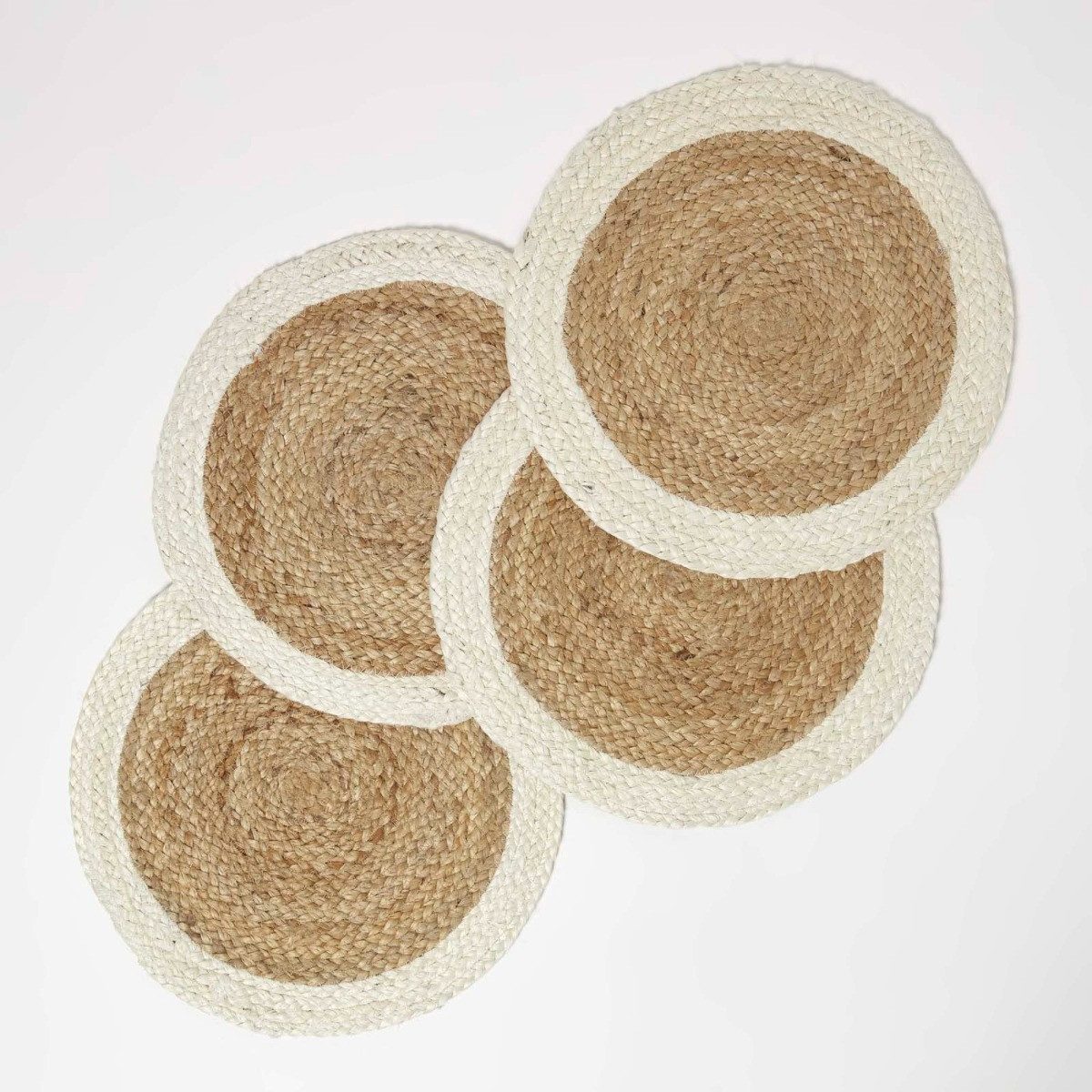 Homescapes Platzset Jute Tischset 4er-Set 40 cm creme-natur – 4x Platzset geflochten