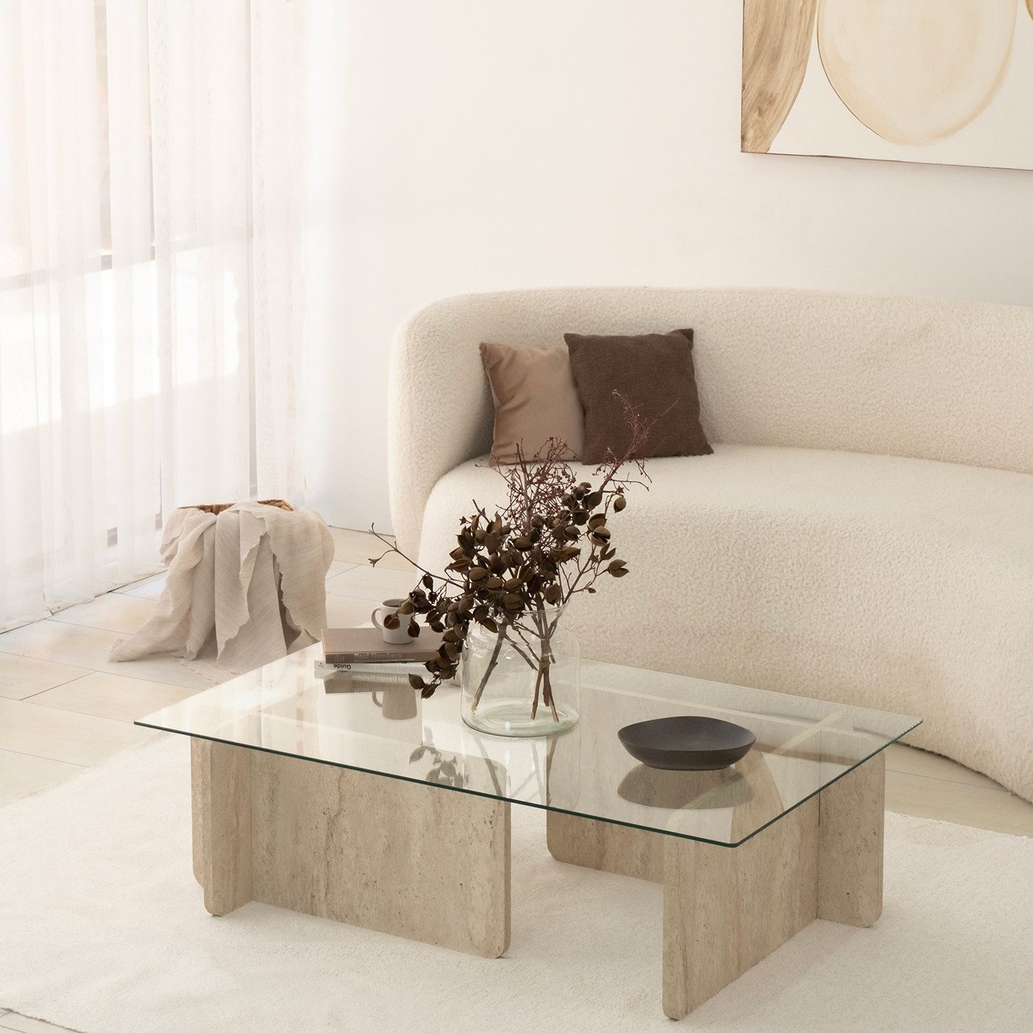 Skye Decor Couchtisch Boho (Packung, 1 Glastisch), Breite: 105 cm Gehärtetes Sicherheitsglas Modernes Blockdesign