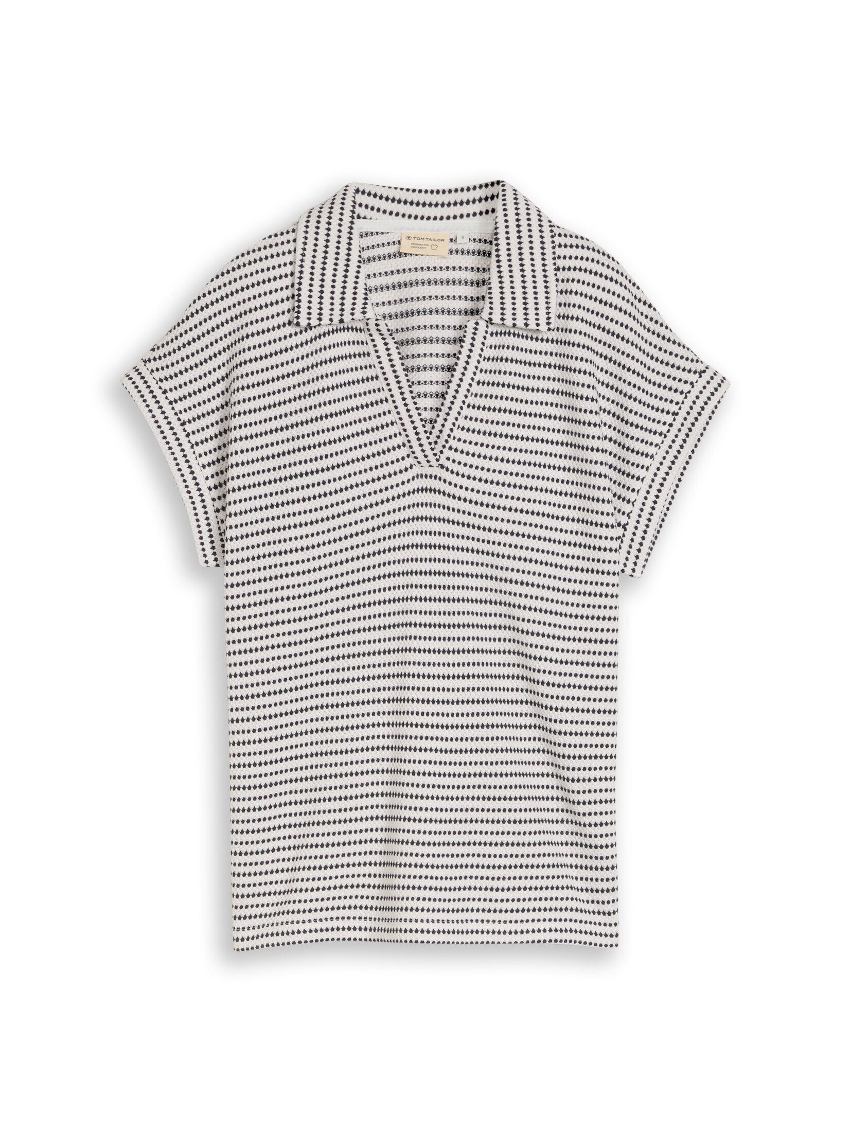 TOM TAILOR T-Shirt T-Shirt Loose Fit Jacquard T-Shirt mit Polokragen