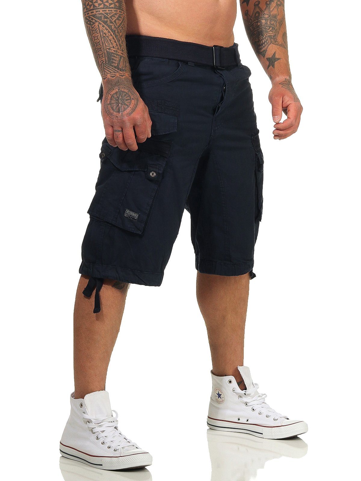 kurze navy abnehmbarem (mit Cargoshorts Shorts, unifarben Shorts camouflage Norway Gürtel) Herren Hose, Geographical / PANORAMIQUE