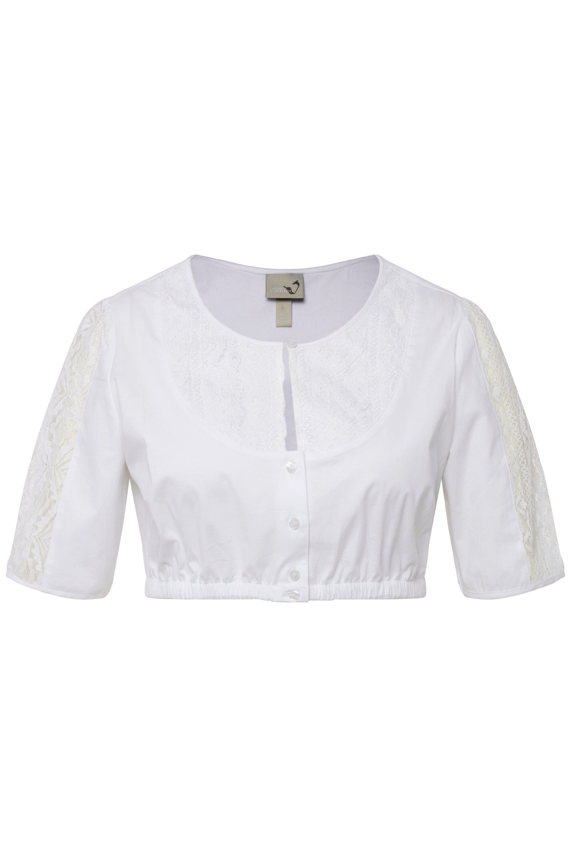 Ulla Popken Longbluse Dirndlbluse Spitzendetail Rundhals günstig online kaufen
