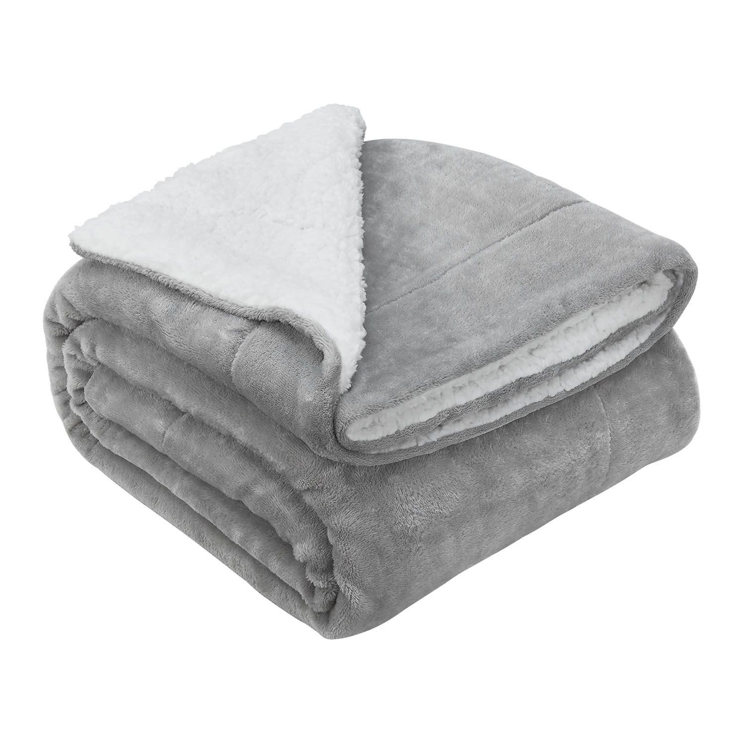 Tagesdecke Fleecedecke 150x200 cm, Juskys, doppelseitige Decke, mit Sherpa und Fleece, kuschelig und weich