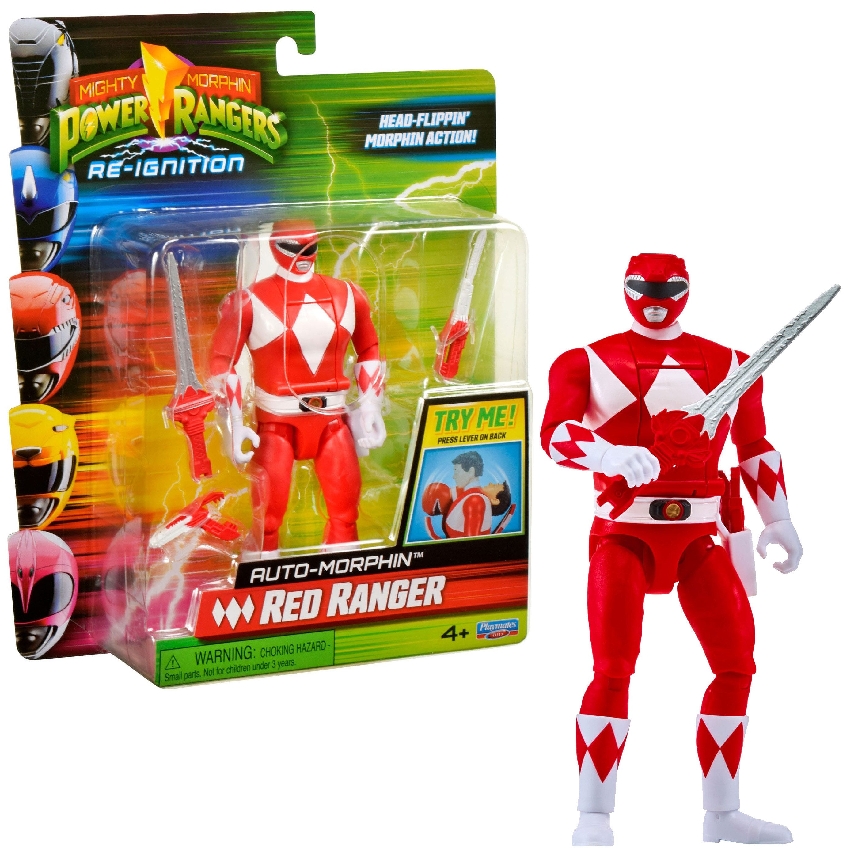 Playmates Toys Actionfigur Mighty Morphin Power Rangers Auto-Morphin Figur, Verwandlungsfunktion, Bewegliche Gelenke, Umfangreiches Zubehör