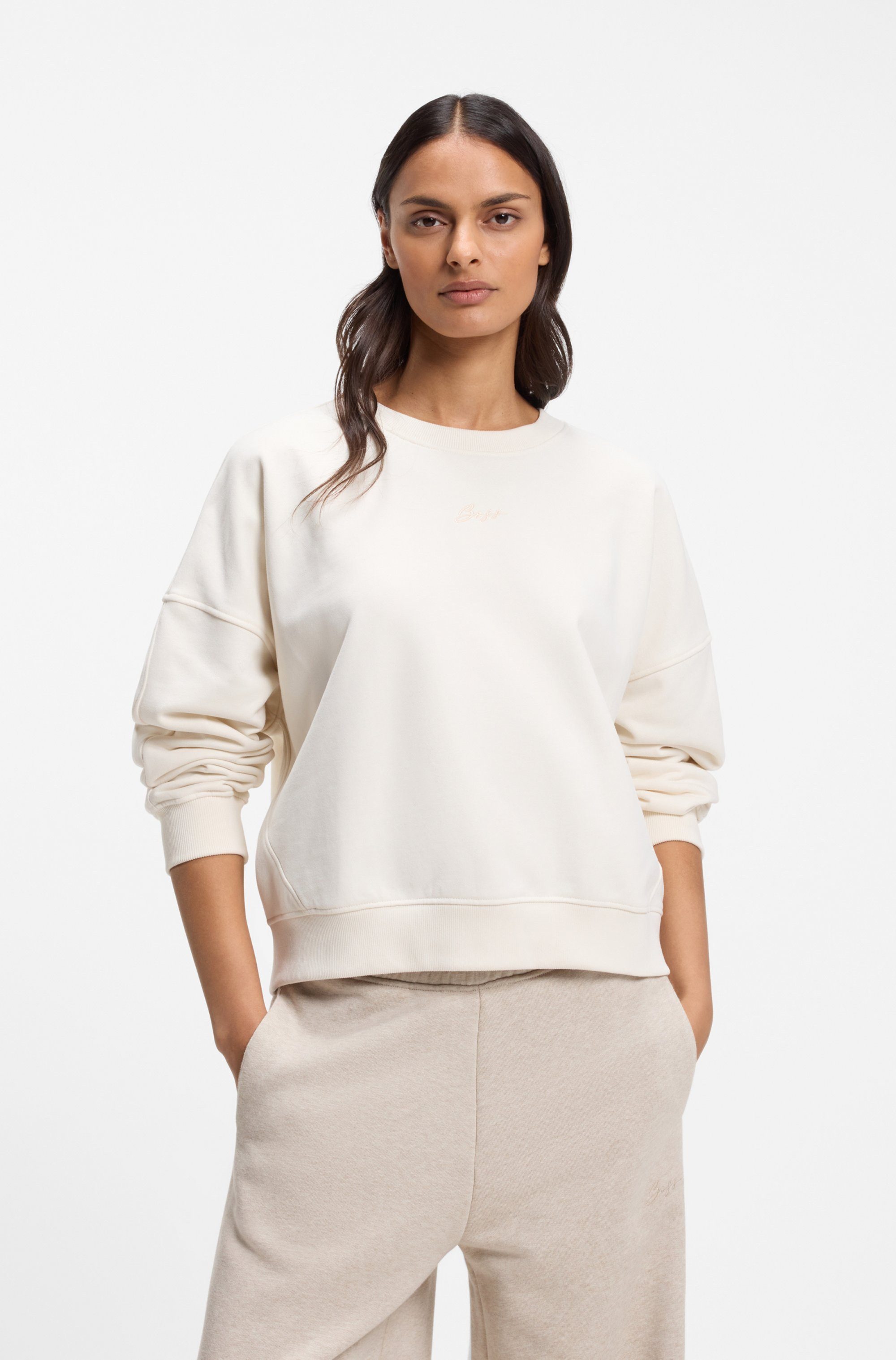 BOSS ORANGE Sweater Ever Premium Damenmode mit Logostickerei, aus Baumwolle