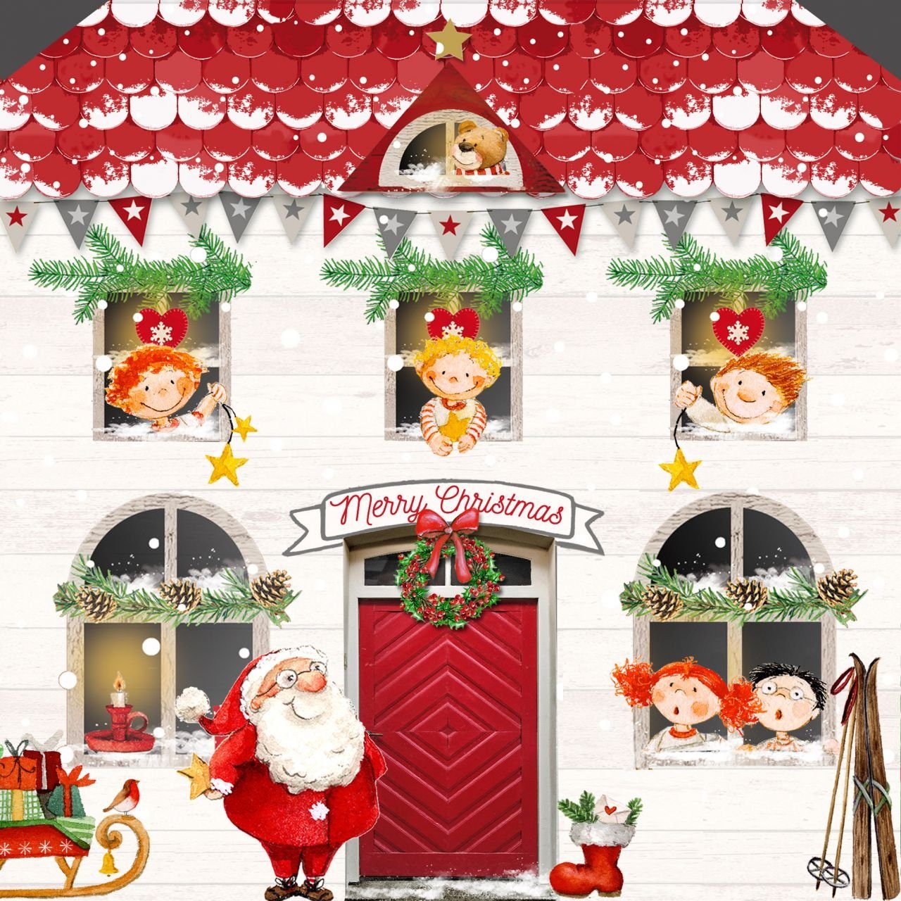 Braun Servietten Braun+Company House Christmas Weihnachtsfigur Atelier Company Motiv &