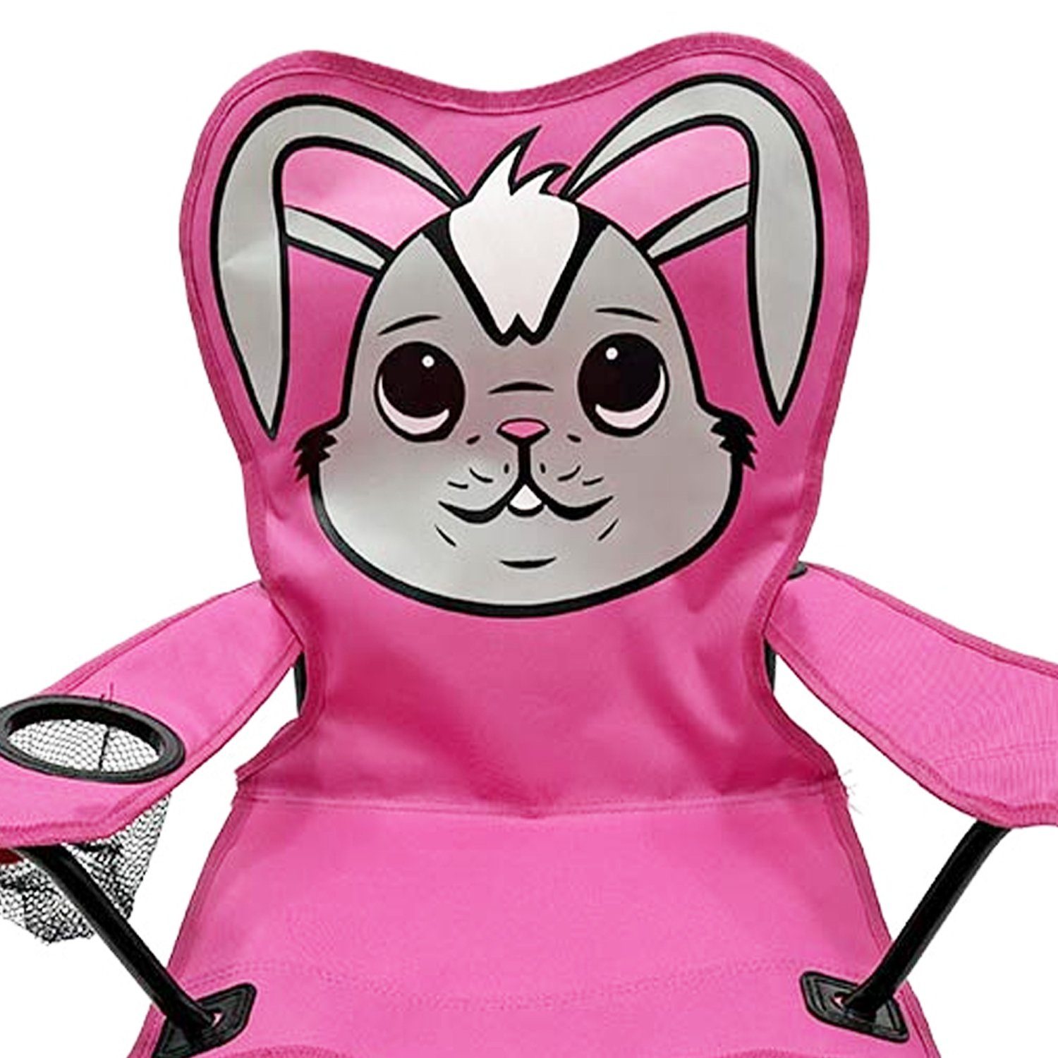 Mojawo Klappstuhl Kinder Anglersessel Pink mit Getränkehalter und Tasche Motiv Hase – Bild 5 von 5