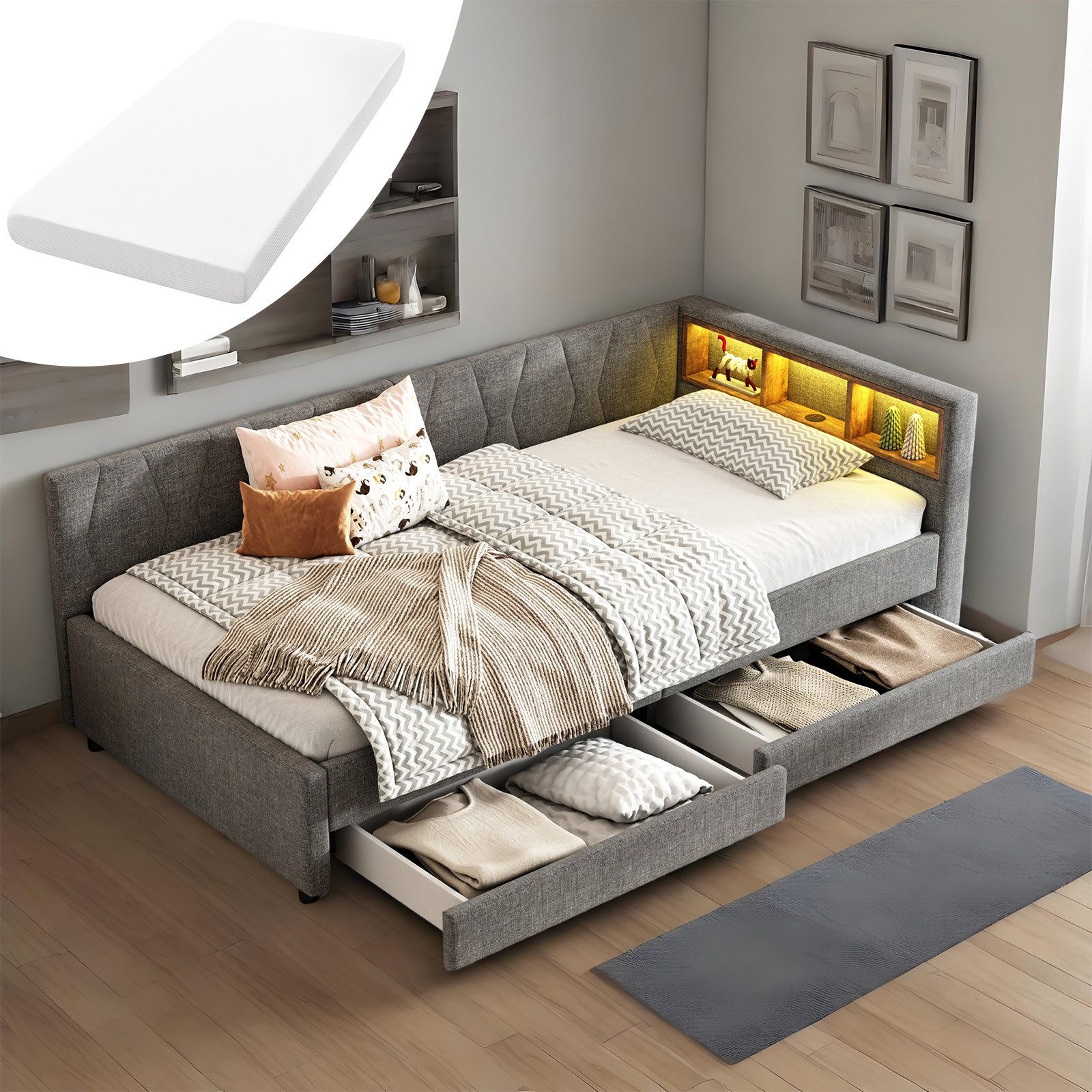 OKWISH Schlafsofa Polsterbett Stauraumbett, Kinderbett mit günstig online kaufen