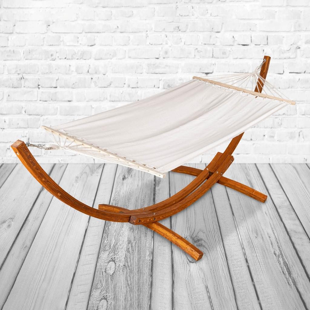 PureHaven Hängematte aus Lärchenholz 316x120x120cm, Baumwolle, bis 130kg