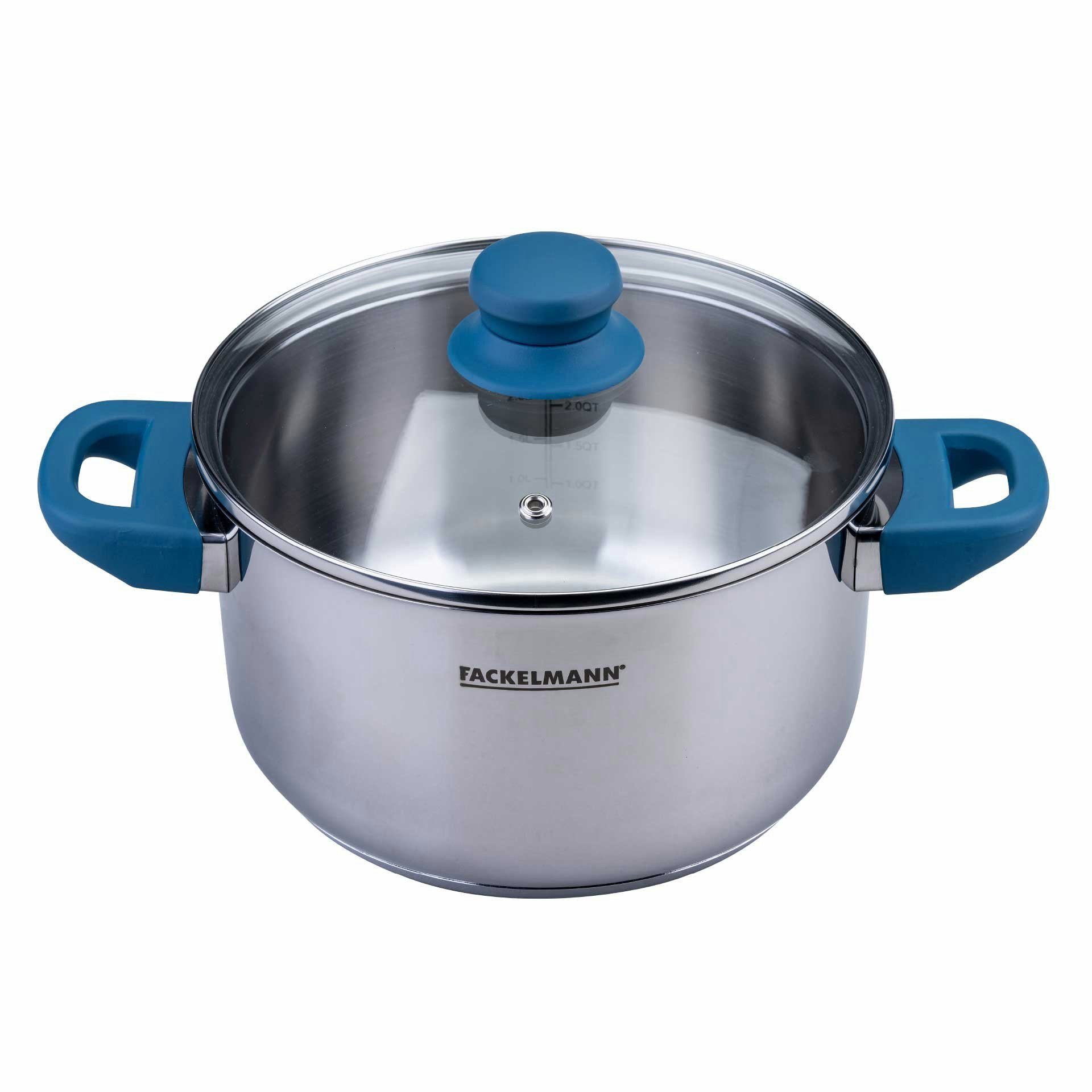 FACKELMANN Kochtopf Edelstahl, Topf mit Glasdeckel, Kochgeschirr