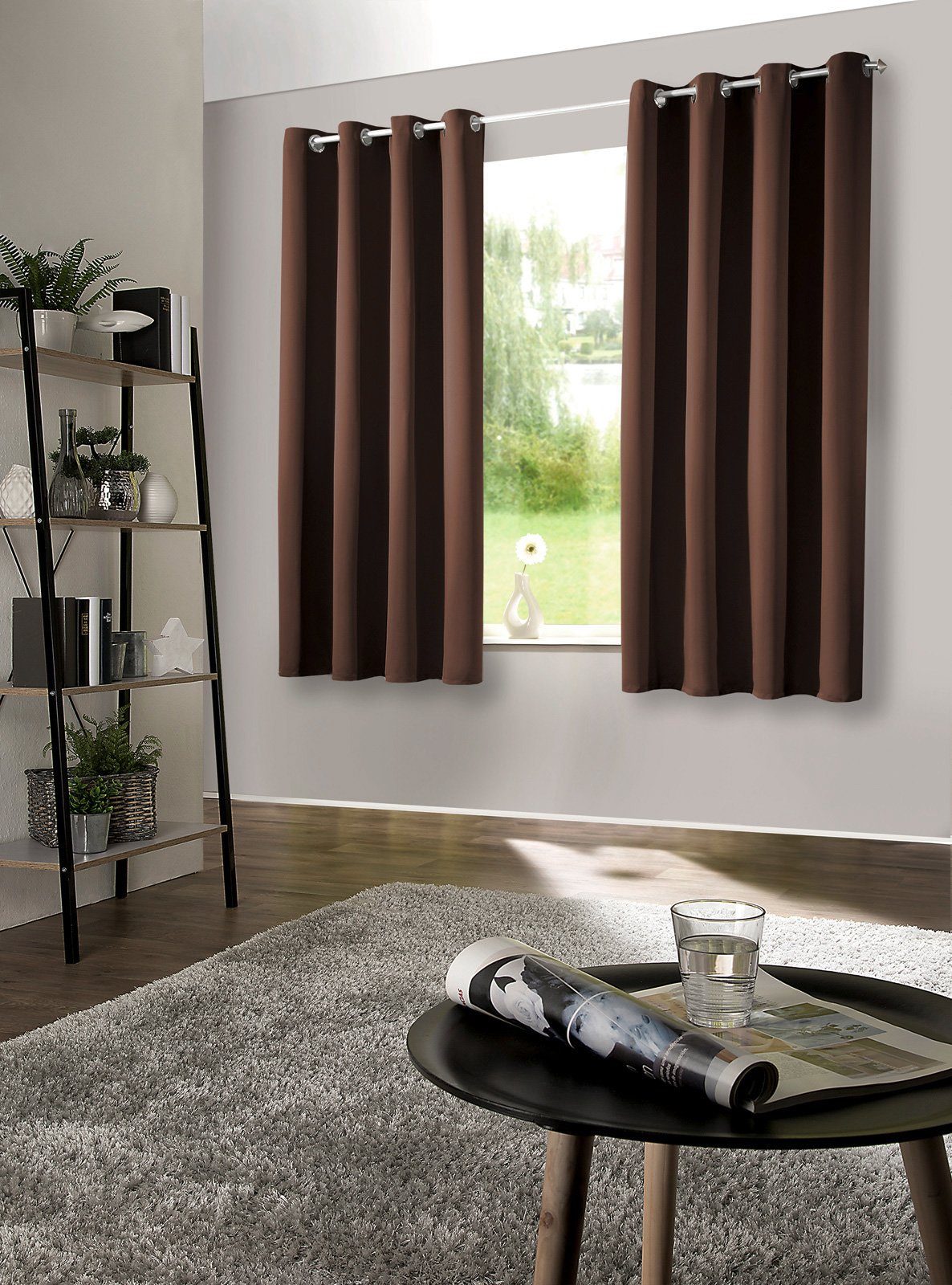 heimtexland Verdunkelungsvorhang Thermo Verdunkelungsgardinen Ösenschal Vorhänge (2 St), Ösen, verdunkelnd, Verdunkelungsstoff, blickdicht, Sonnenschutz, Verdunklung, Kälteisolierung, Schalldämmung