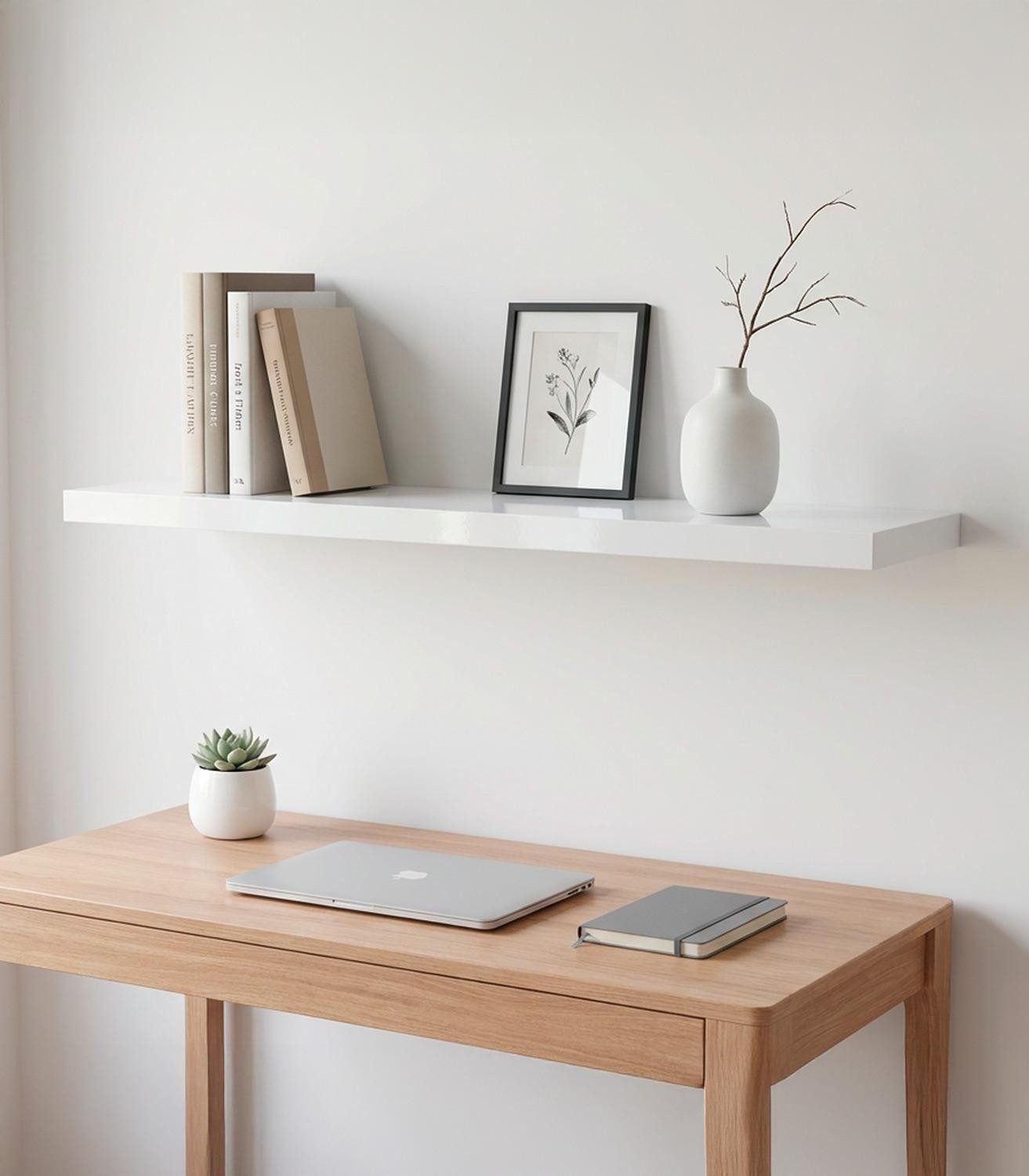 Home4You Wandboard MIKI, B 100 x H 23,5 cm, Weiß Hochglanz, MDF, PVC, 1-tlg., 1 Ablagefläche