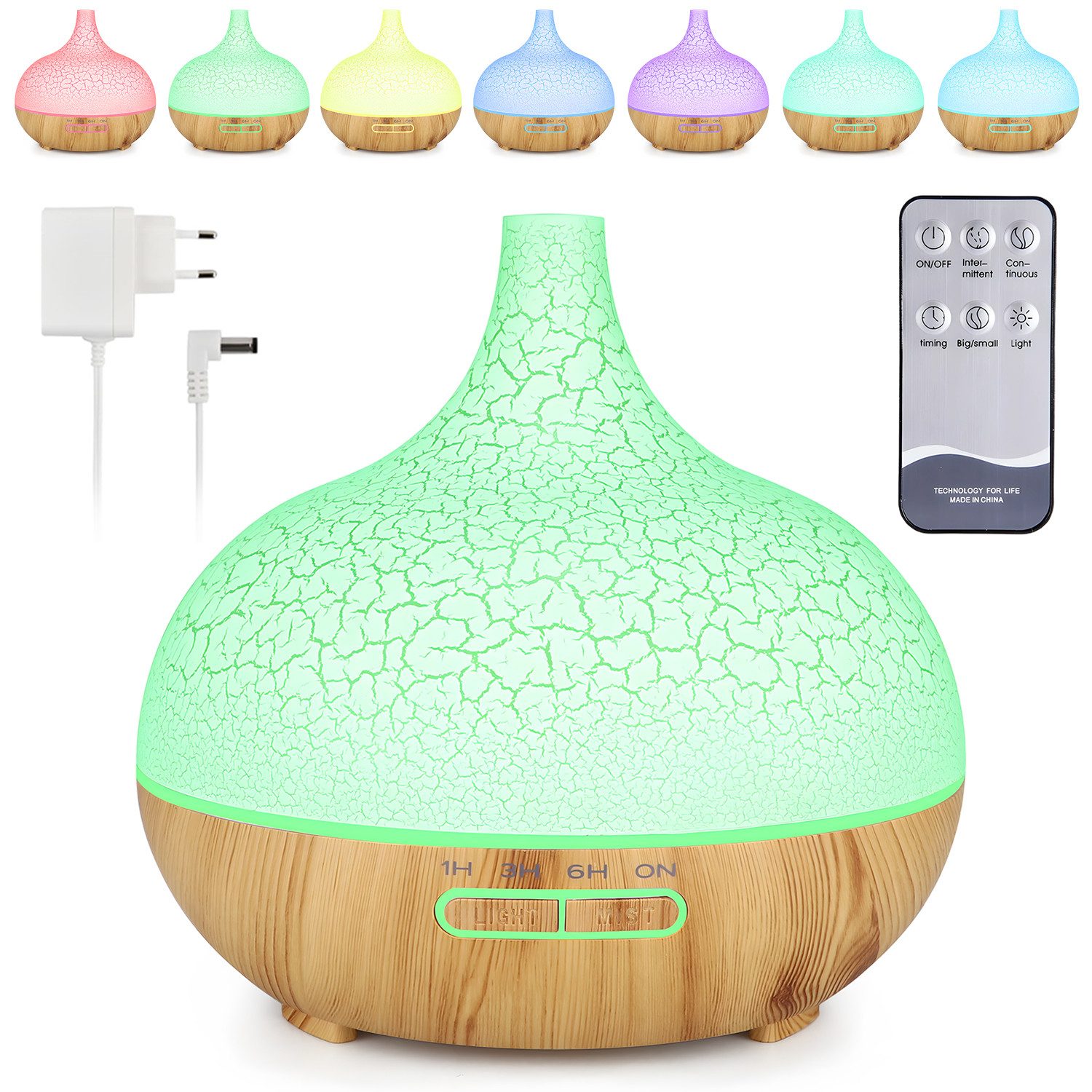 AKKEE Diffuser Multifunktions-Luftbefeuchter Aromatherapie-Diffusor 500ml, 0,5 l Wassertank, mit 3 Timer-Einstellungen