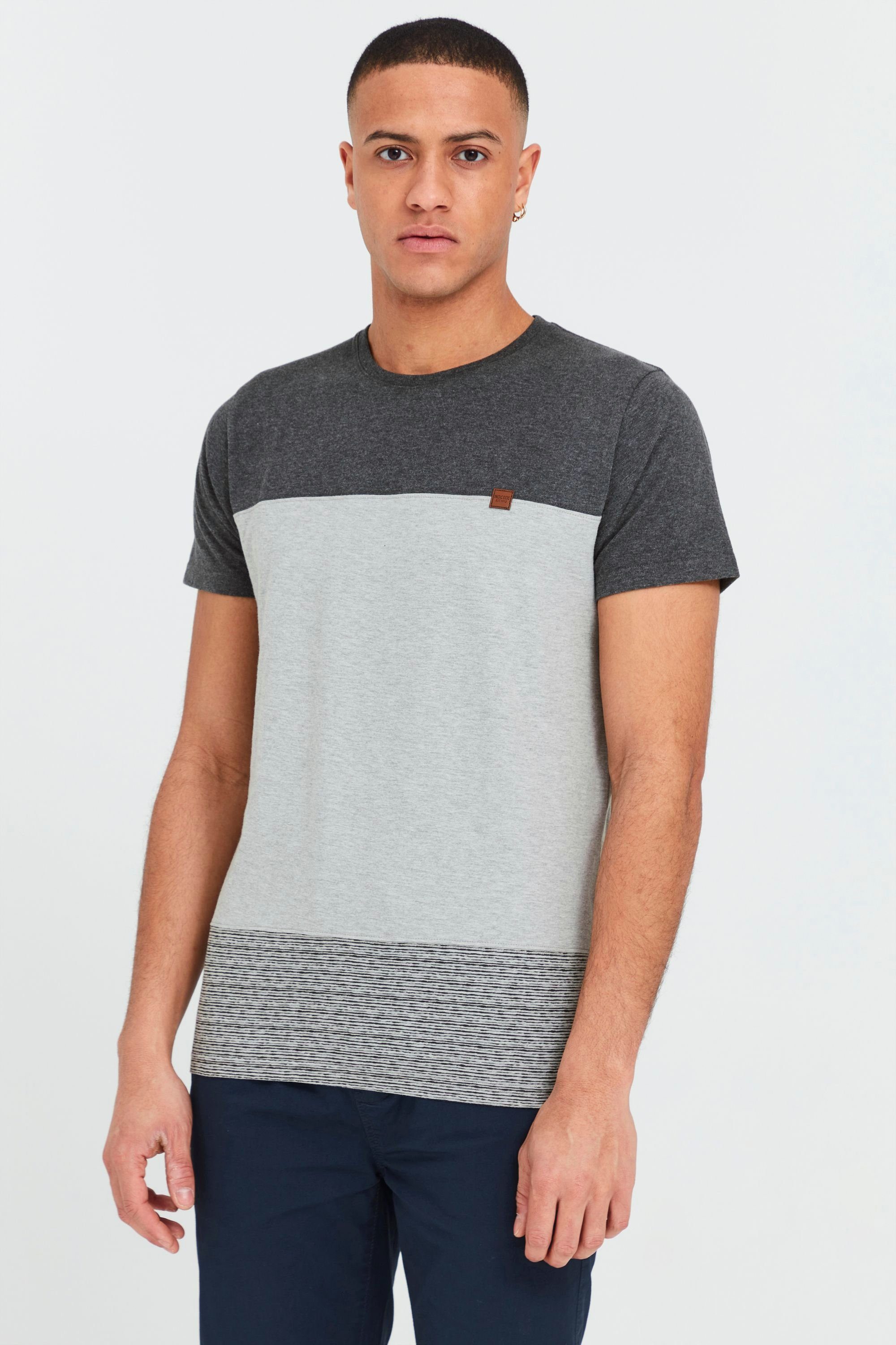 Indicode T-Shirt IDRemmond T-Shirt im Colorblock-Look Light Grey Mix (913)