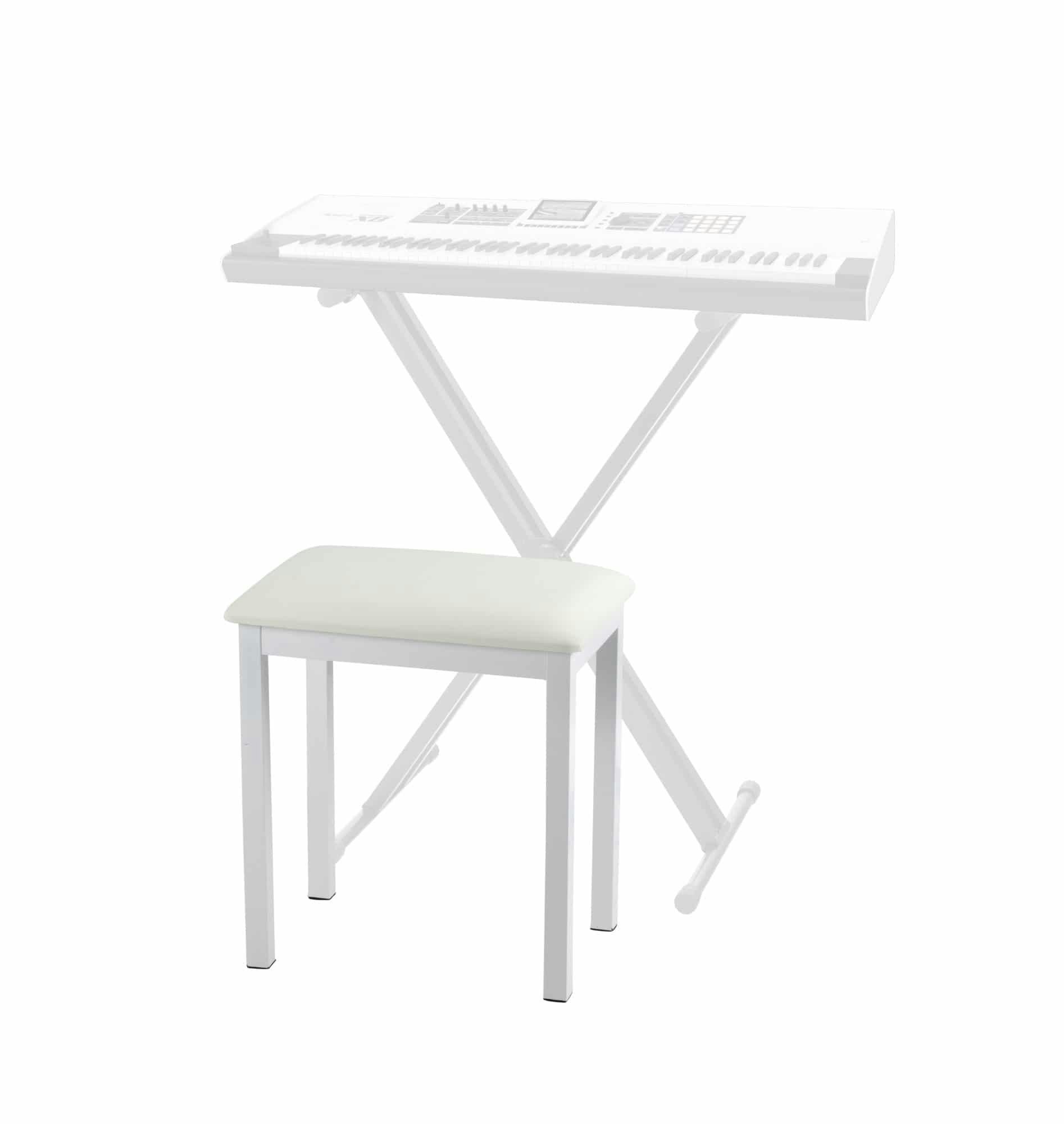 FunKey Klavierbank Hochwertiger mit Kunstleder Gepolsterte Sitzfläche stabilen - 50 Weiß (Sitzhöhe aus Pianobank Keyboardhocker Metallbeinen cm)