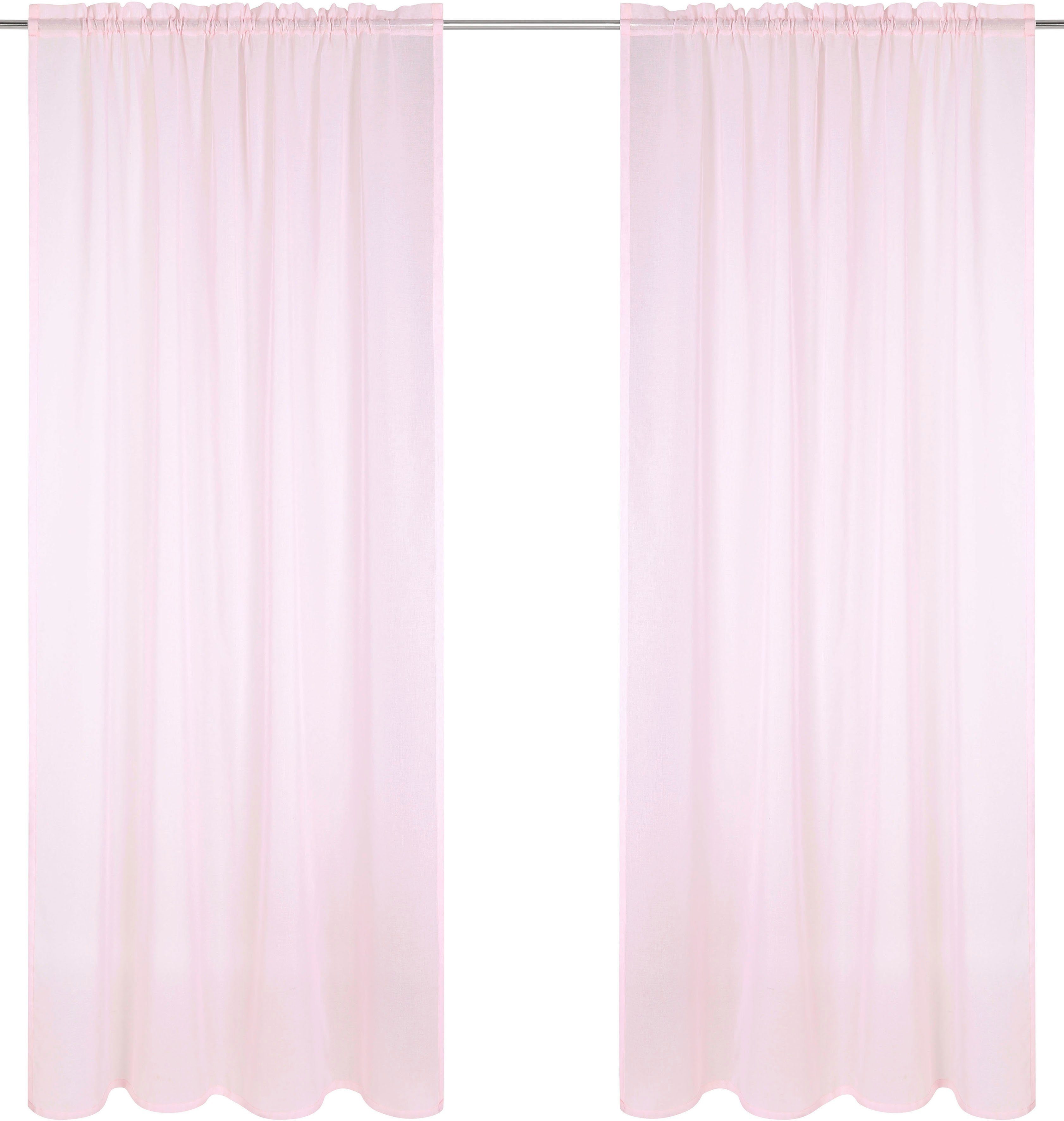 Gardine Dolly, my home, Stangendurchzug (1 St), transparent, Polyester, transparent, Stangendurchzug, gewebt, gemustert, verschiedene Größen rosé | Fertiggardinen