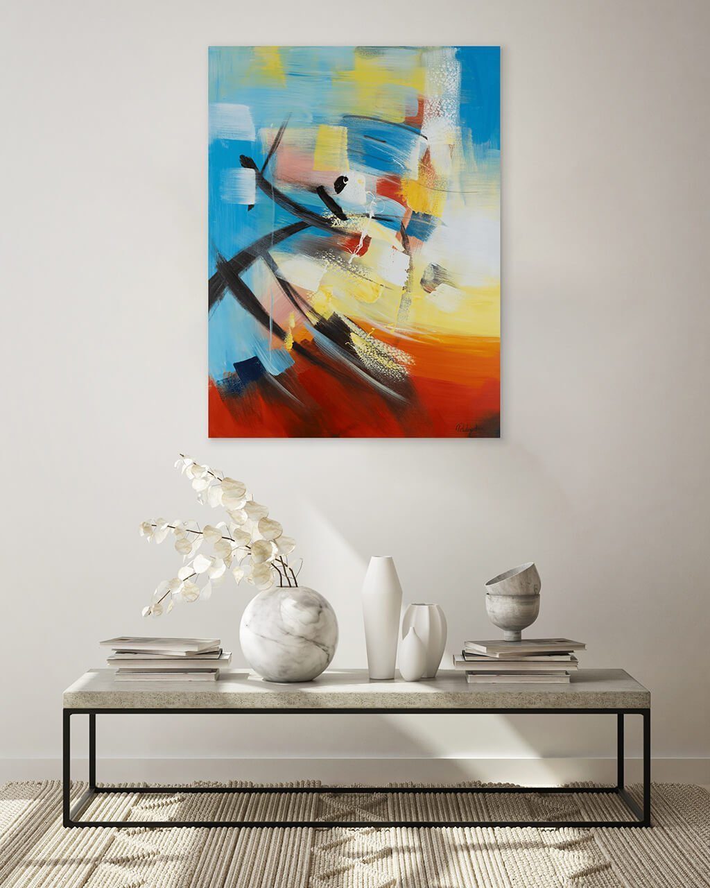 Leinwandbild 100% Wohnzimmer Joy Expression cm, Gemälde Wandbild KUNSTLOFT HANDGEMALT 75x100 of