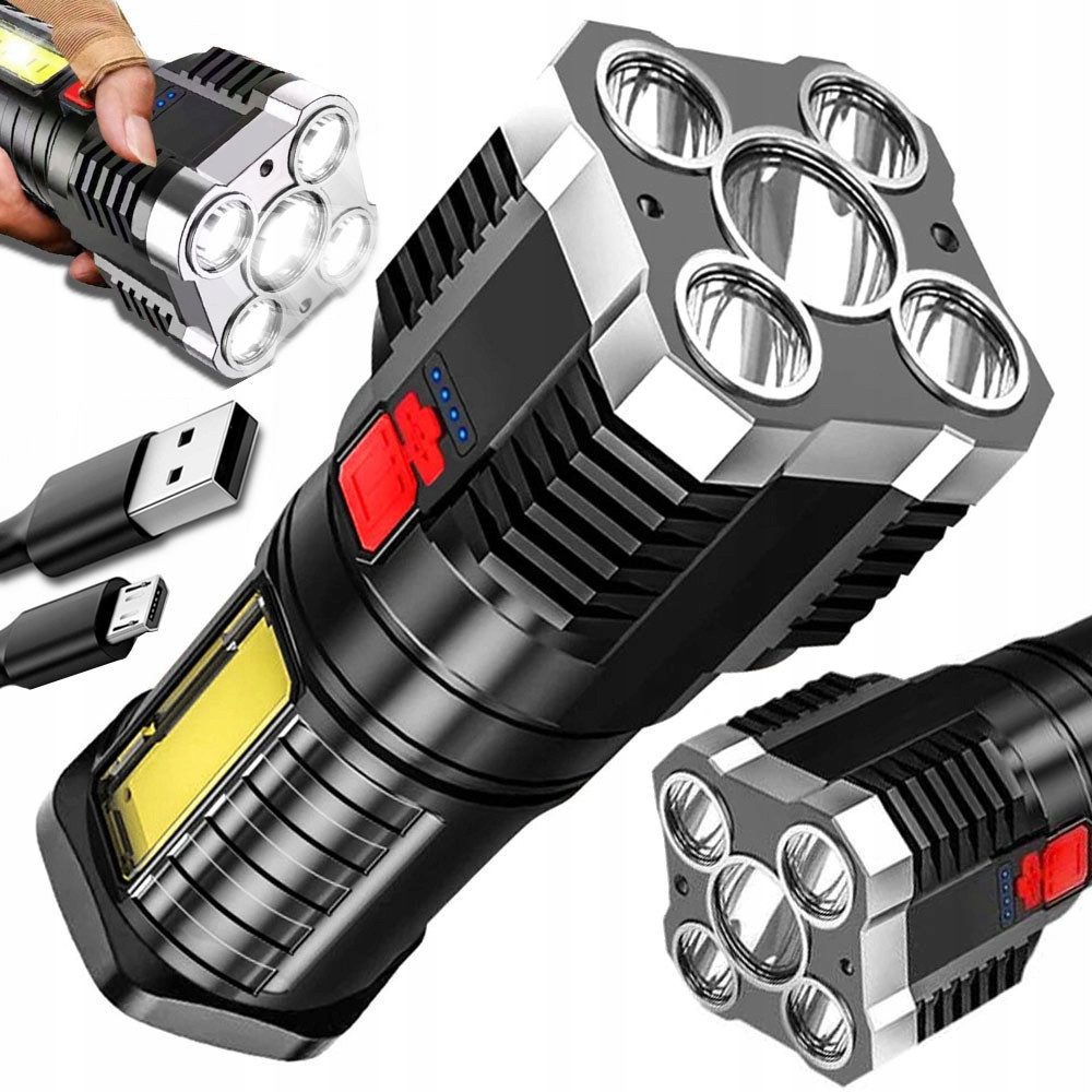 VERK GROUP LED Taschenlampe LED Taschenlampe USB wiederaufladbar 4 Modi COB Arbeitslicht (1-St), Wiederaufladbar, 4 Leuchtmodi