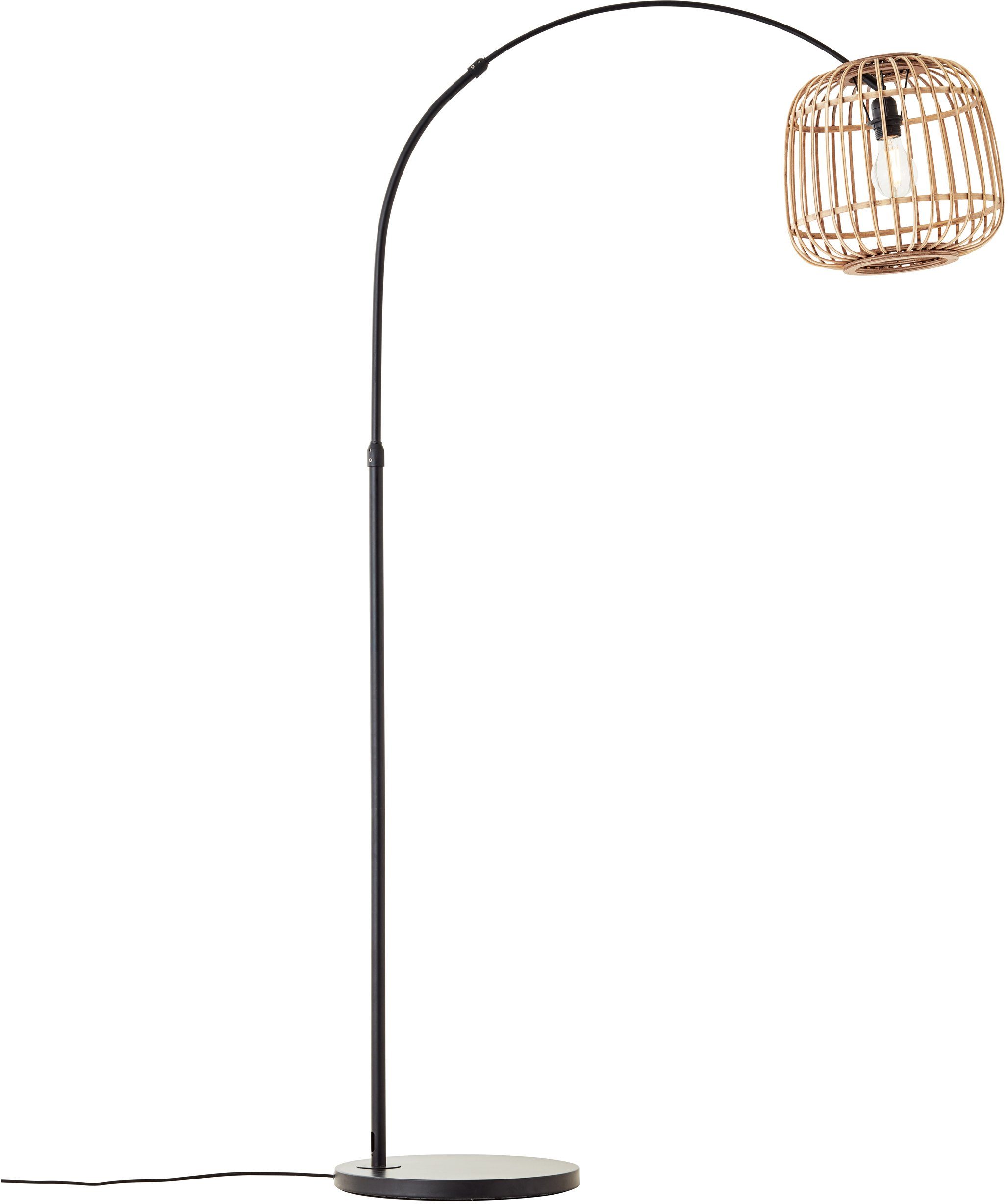 Home affaire Bogenlampe Grazay, ohne aus 1,1m Schirm Höhe Rattan Leuchtmittel, Ausladung, und mit Stehleuchte 1,7m