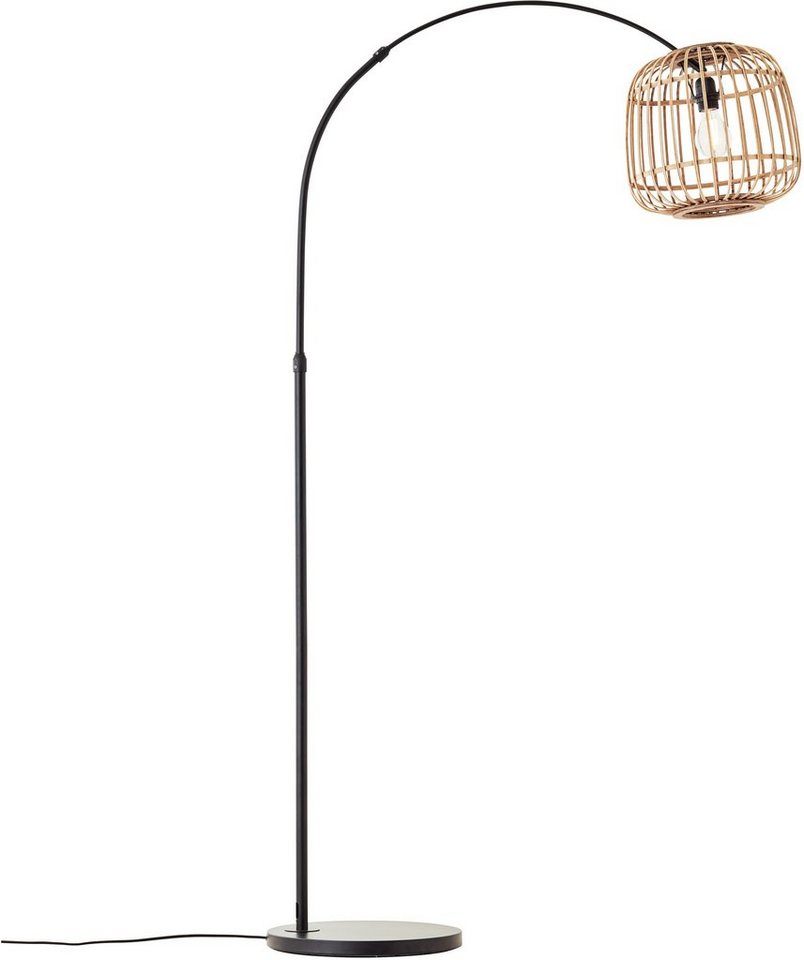 Home affaire Bogenlampe Grazay, ohne Leuchtmittel, Stehleuchte mit 1,7m  Höhe und 1,1m Ausladung, Schirm aus Rattan
