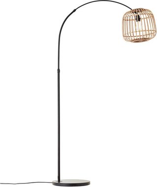 Home affaire Bogenlampe Grazay, ohne Leuchtmittel, Stehleuchte mit 1,7m Höhe und 1,1m Ausladung, Schirm aus Rattan