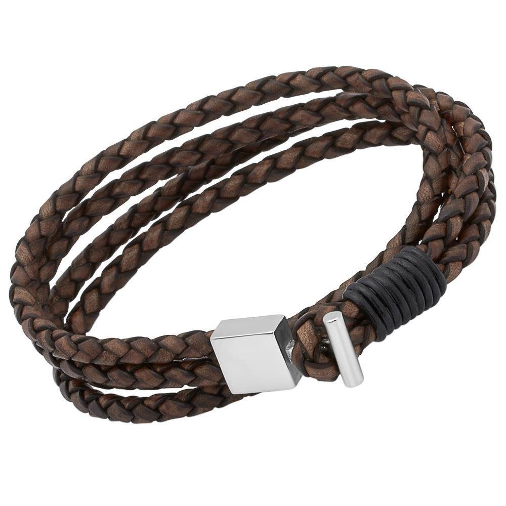 Lederarmband Vierreihiges Unique Lederarmband braun LB0284 (Länge: 38cm)