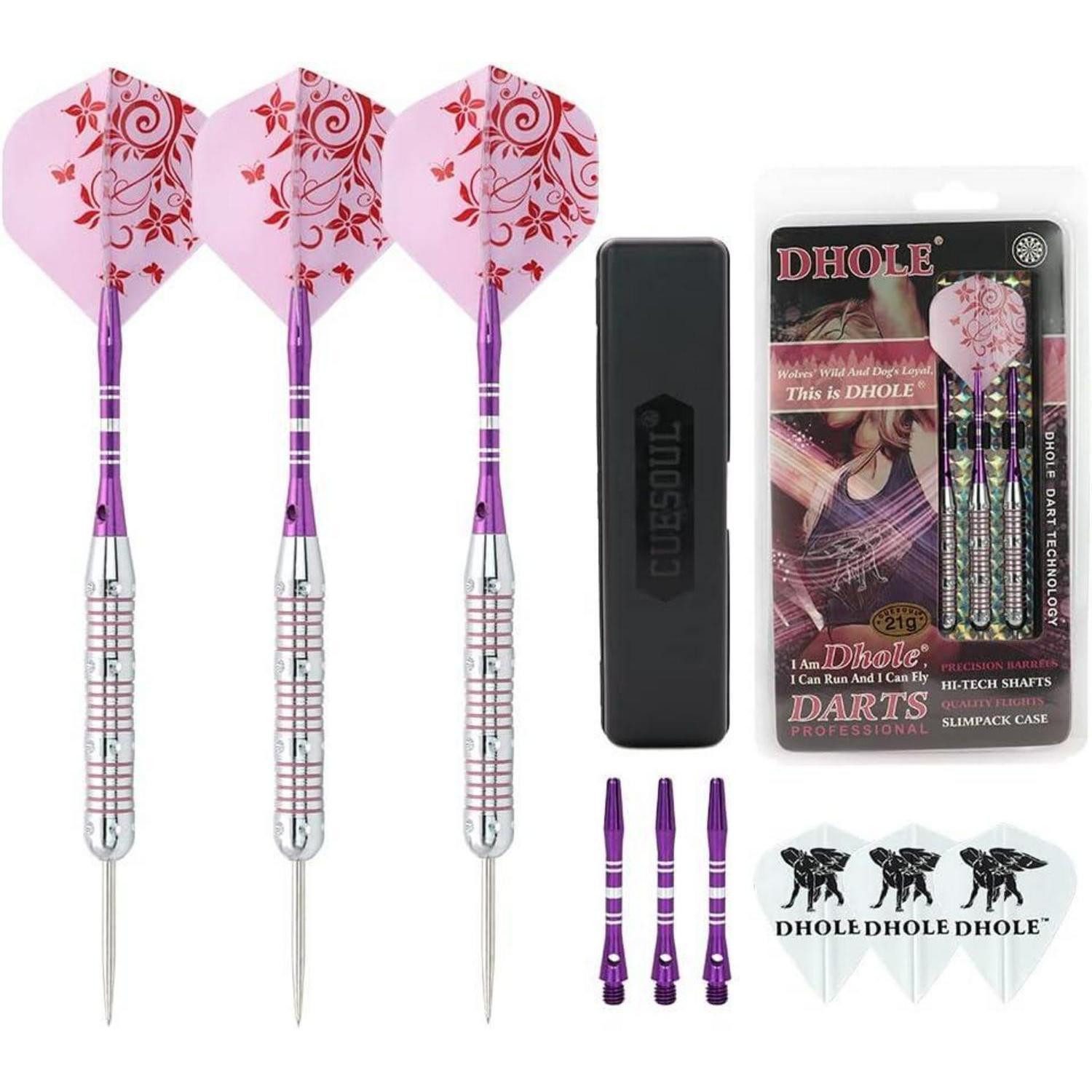 LuxusKollektion Dartpfeil Pink Ladies Steel Dartpfeile 21g mit Blumendruck & Aluminiumschäften