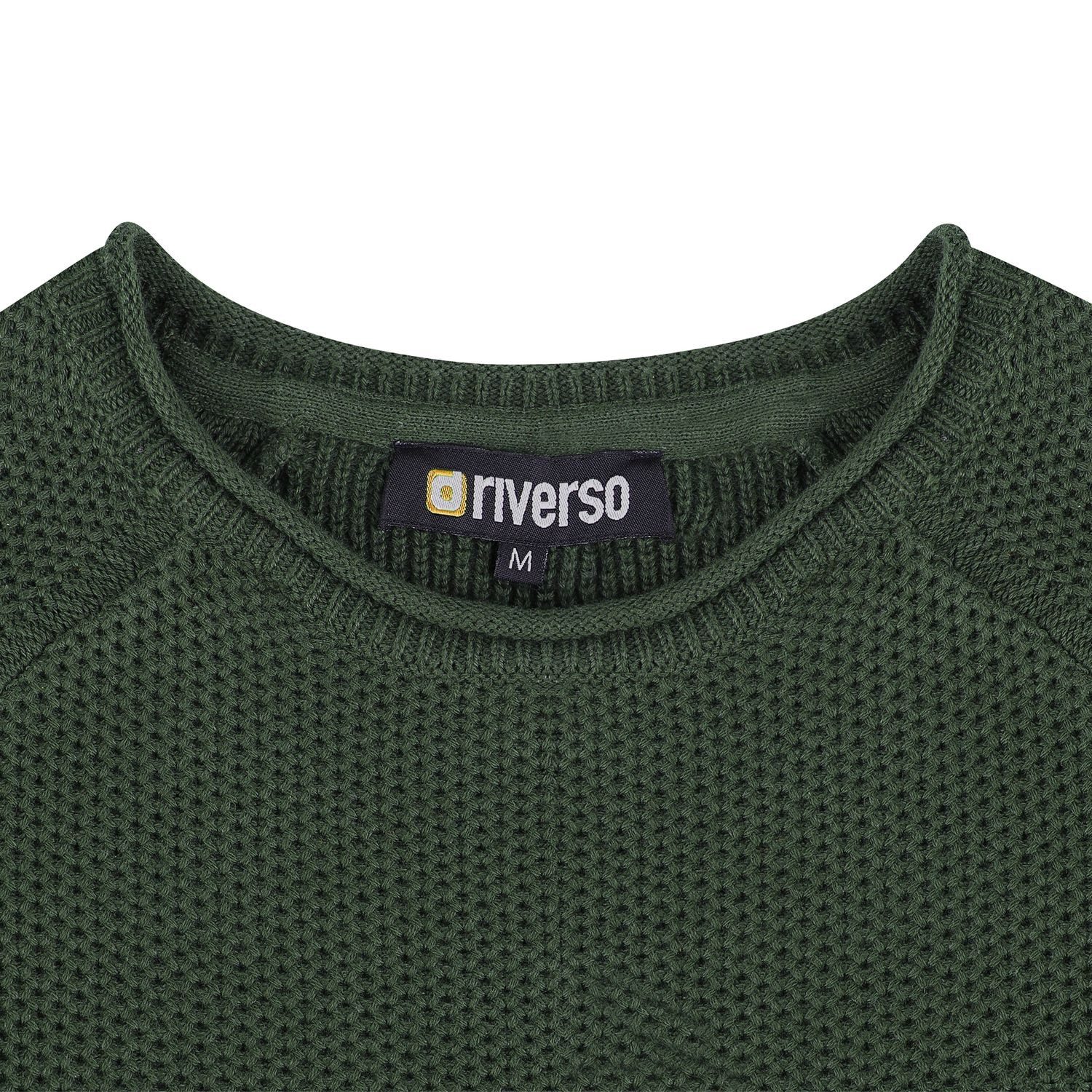 riverso Sweatshirt Herren Rundhals Pullover RIVElias Regular Fit Basic Longsleeve Shirt aus 100% Baumwolle