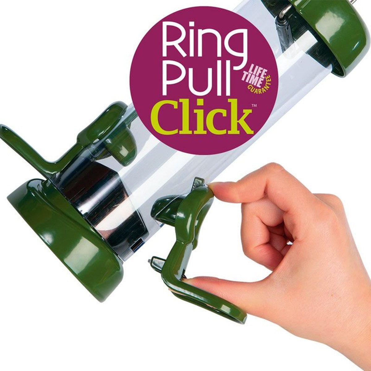 Schwegler Vogelhaus Naturschutzprodukt Futtersäule Ring-Pull Click midi grün H 51 cm 1,0 l